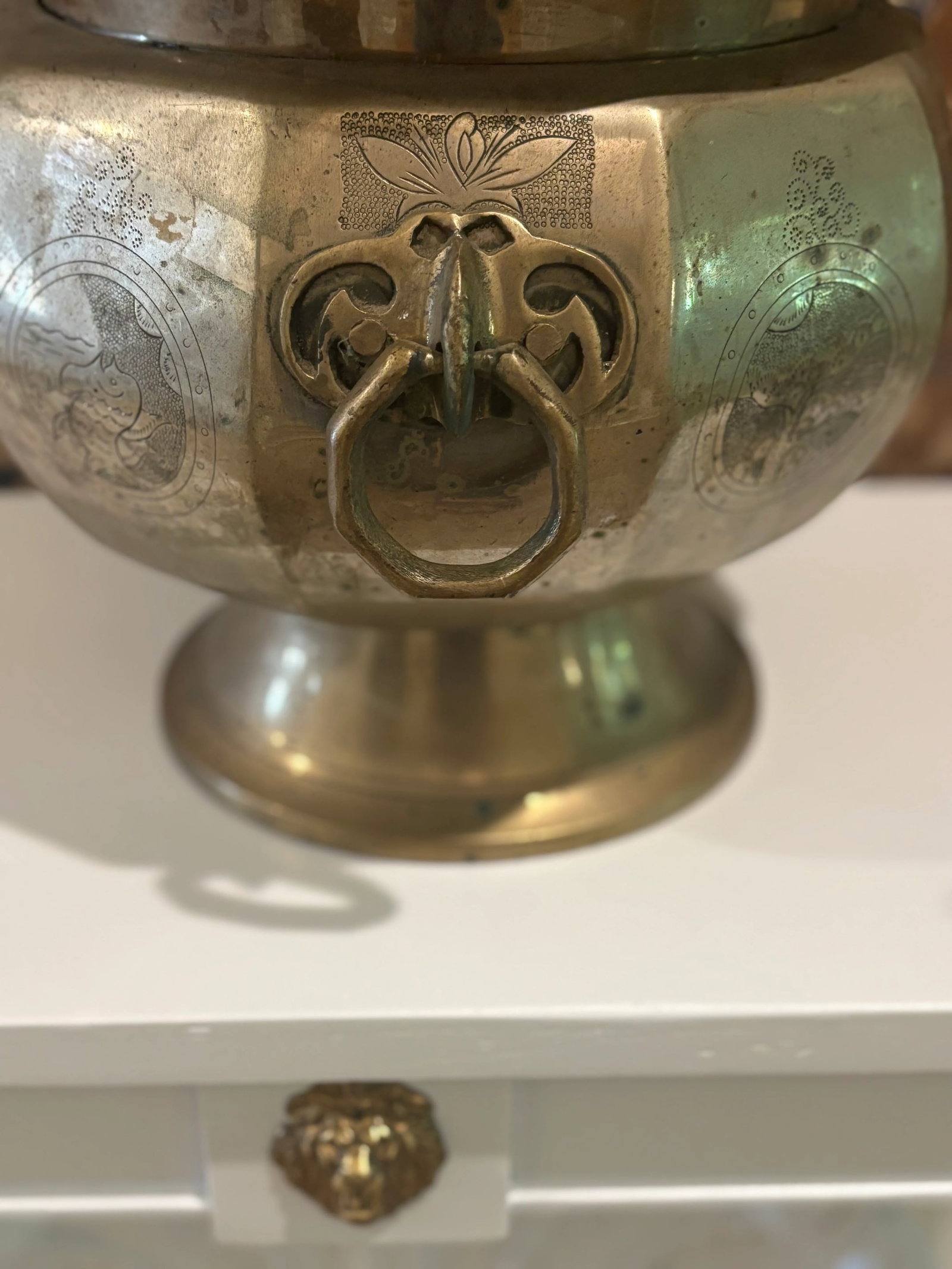 Antique 19th Century Chinese Brass Two-Handled Jardiniere - #1 of 2 Available - 6