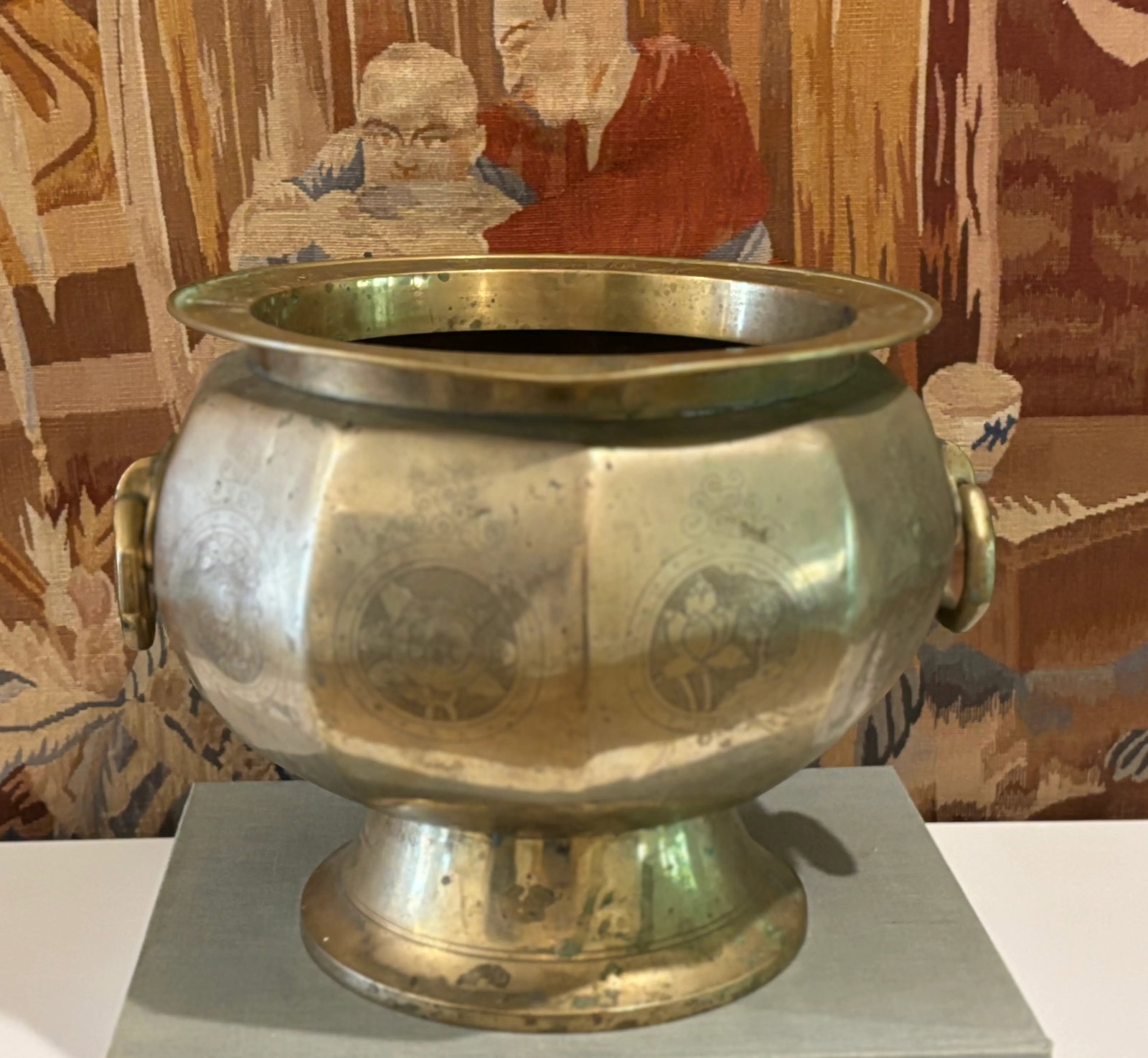 Antique 19th Century Chinese Brass Two-Handled Jardiniere - #2 of 2 Available - 3