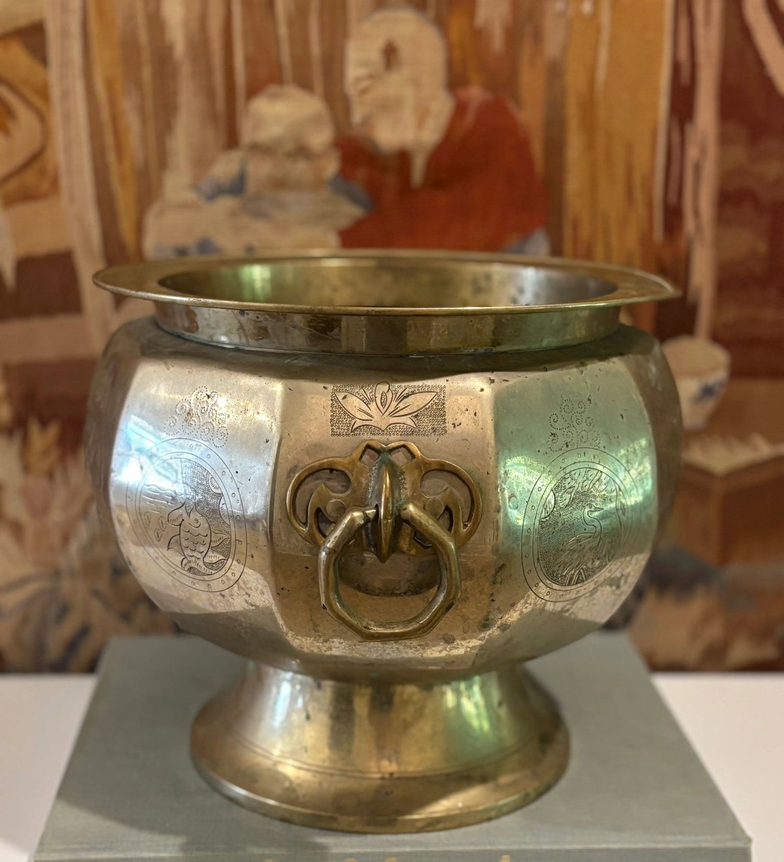 Antique 19th Century Chinese Brass Two-Handled Jardiniere - #2 of 2 Available - 4