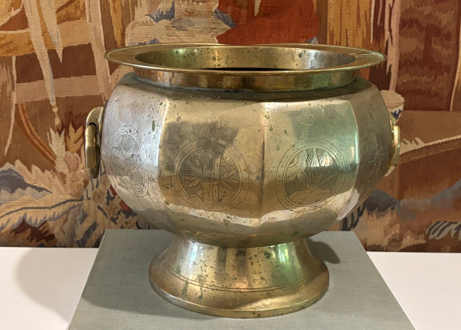 Antique 19th Century Chinese Brass Two-Handled Jardiniere - #2 of 2 Available - 5