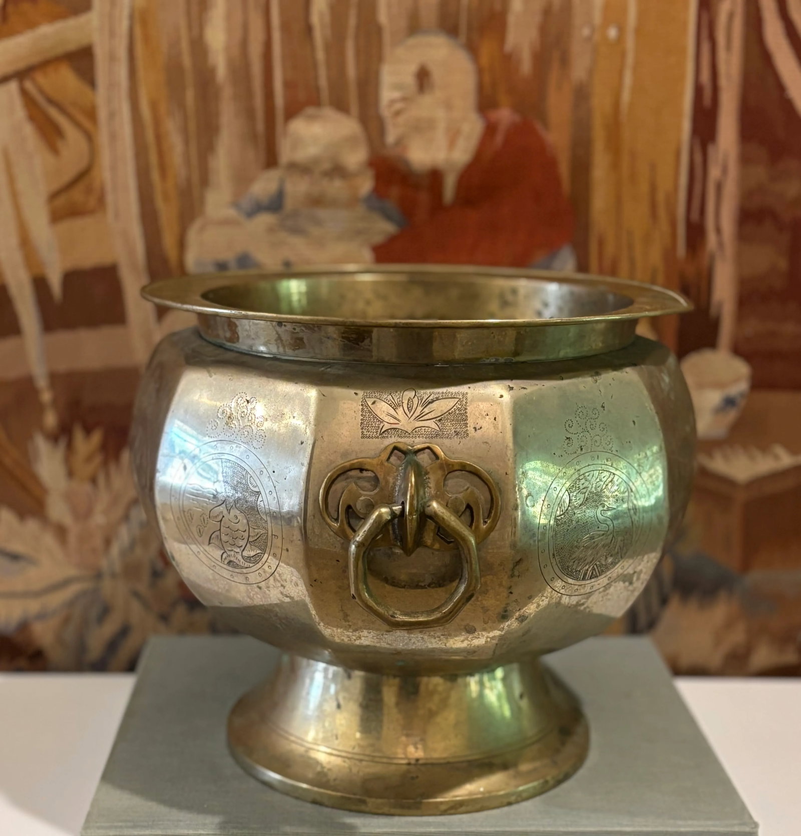 Antique 19th Century Chinese Brass Two-Handled Jardiniere - #2 of 2 Available - 6