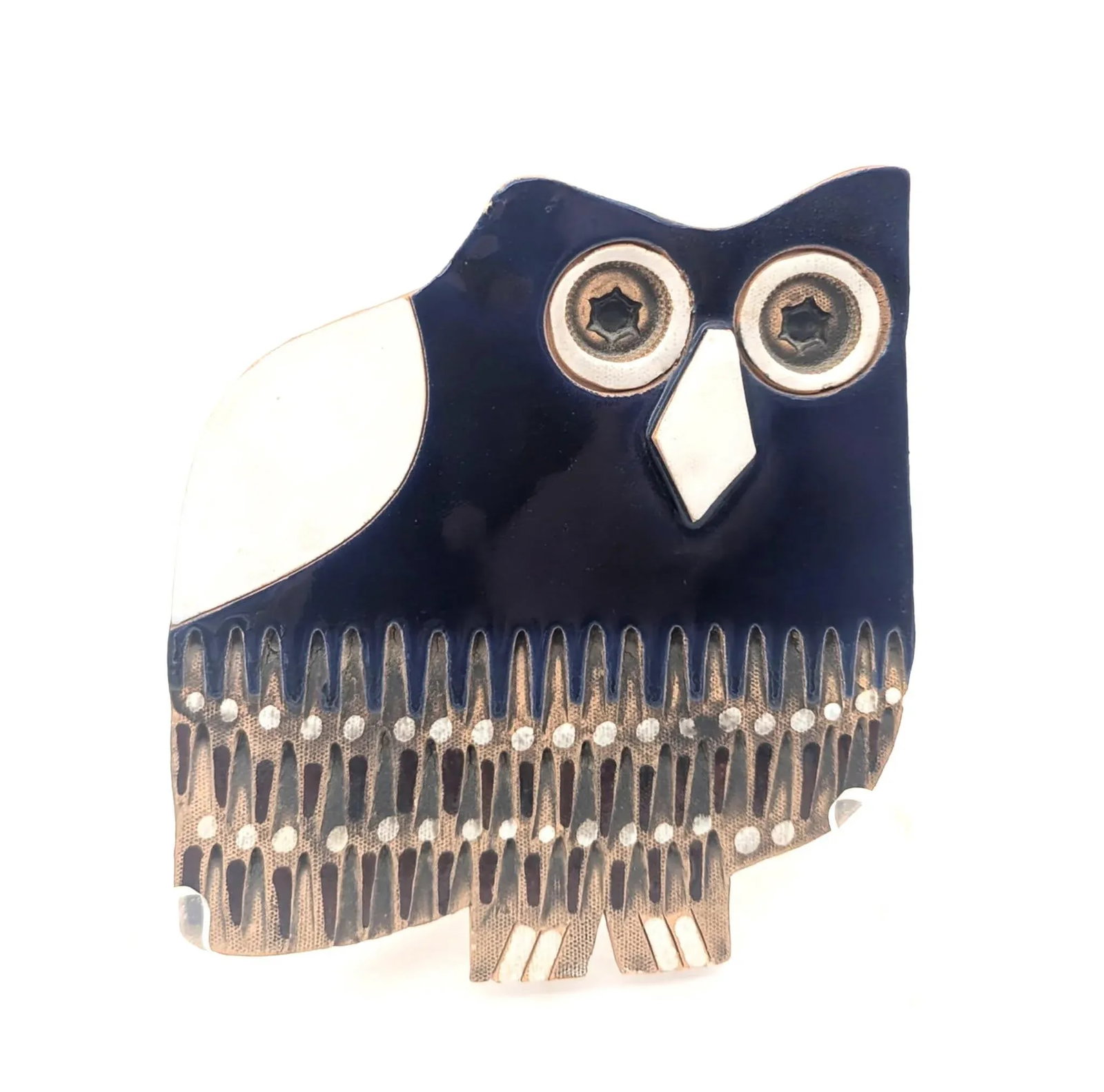1970s Susana Espinosa Glazed Redware Ceramic Owl Wall Plaque - 2