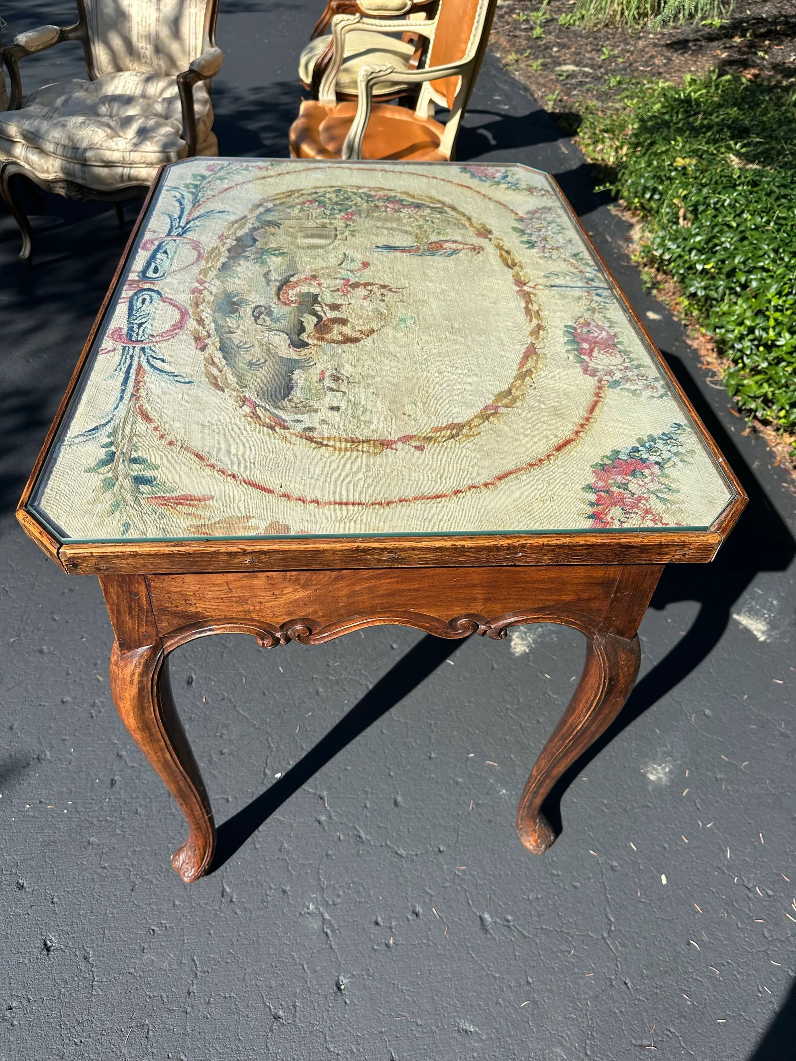 19th Century Walnut Desk With Aubusson Tapestry Top - 3