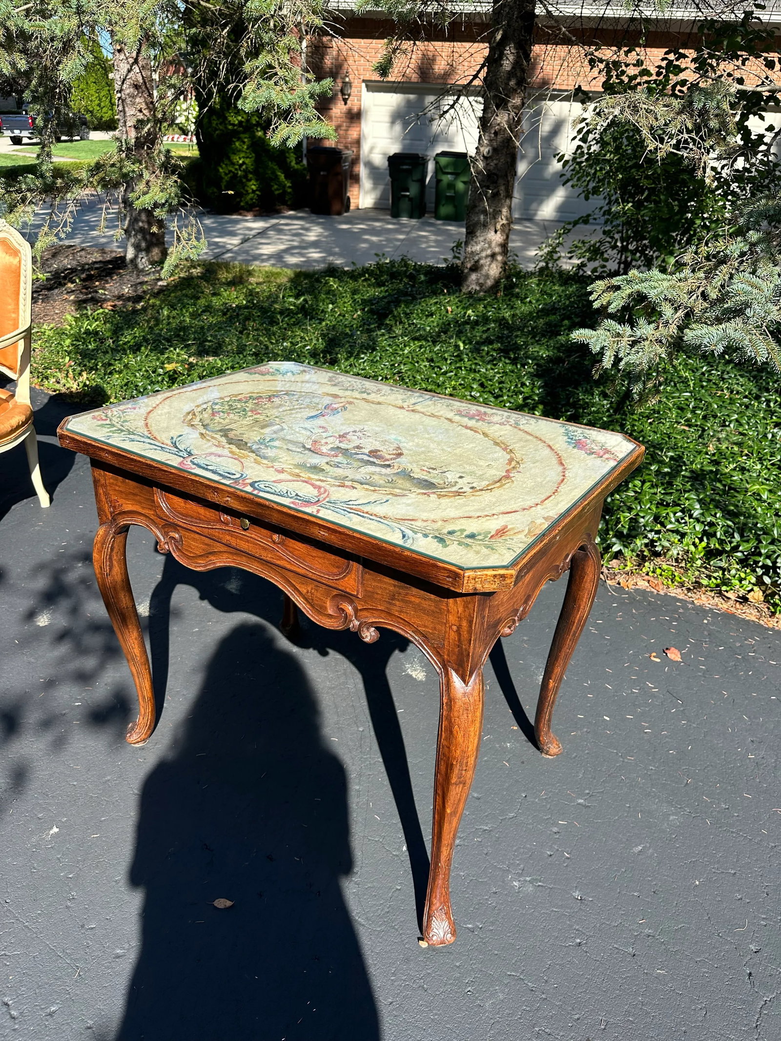 19th Century Walnut Desk With Aubusson Tapestry Top - 4
