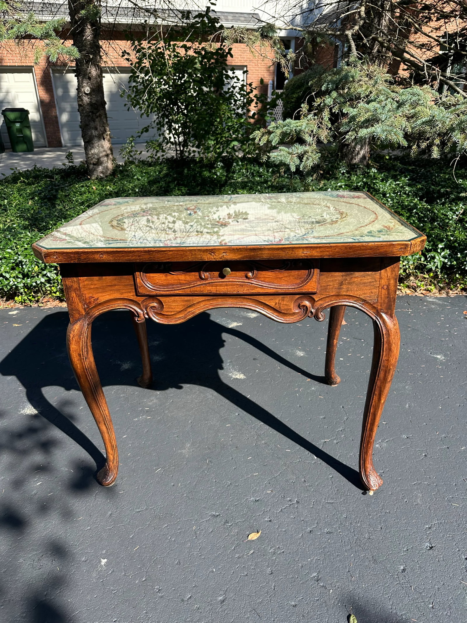 19th Century Walnut Desk With Aubusson Tapestry Top - 5