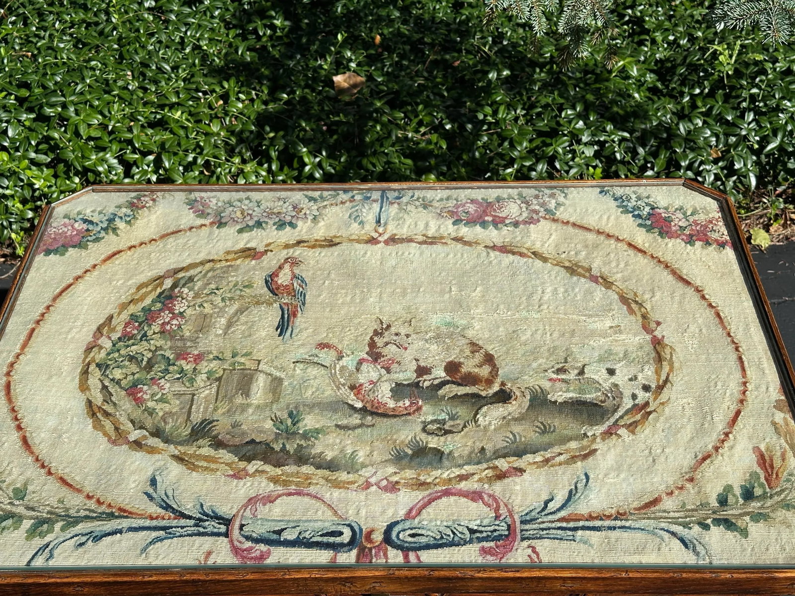 19th Century Walnut Desk With Aubusson Tapestry Top - 6