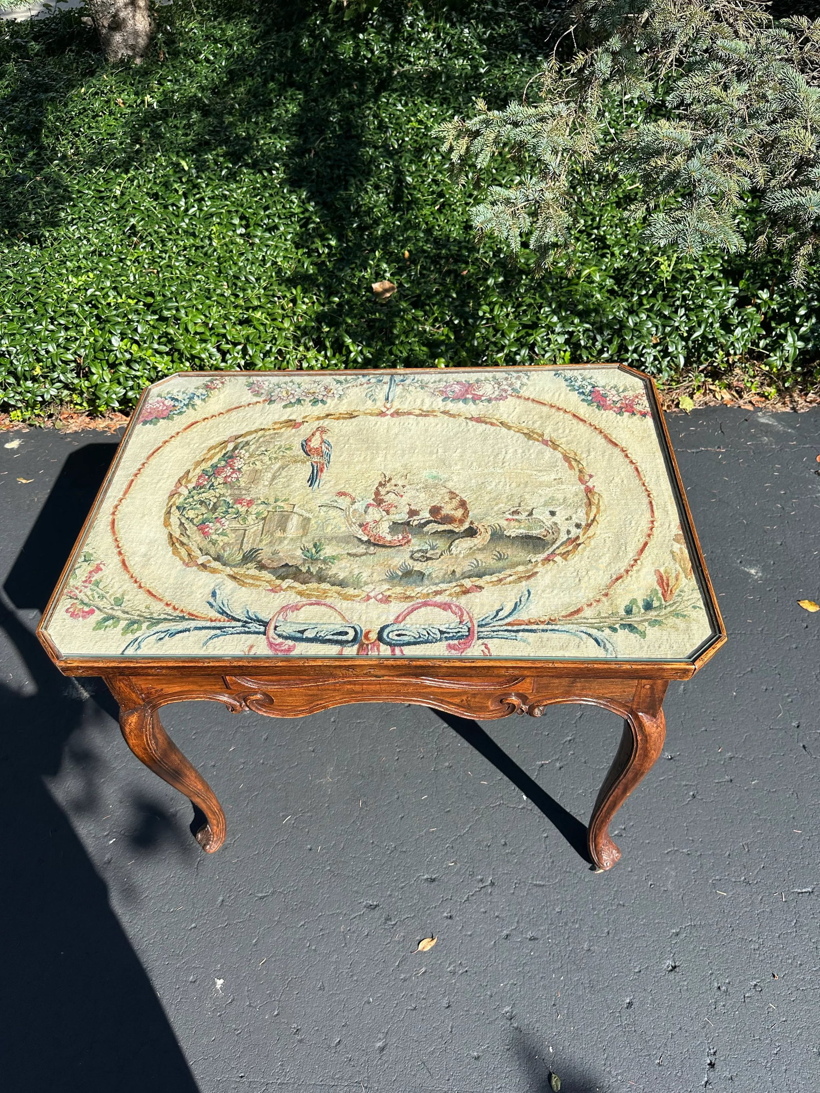 19th Century Walnut Desk With Aubusson Tapestry Top - 9