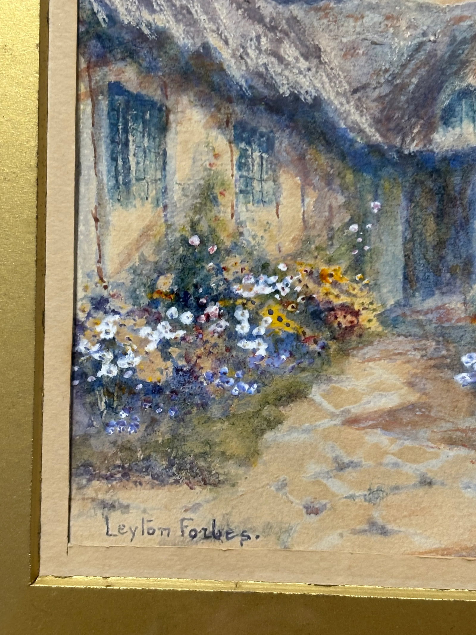 A Cornish Garden by Leyton Forbes Original Framed Watercolor - 2