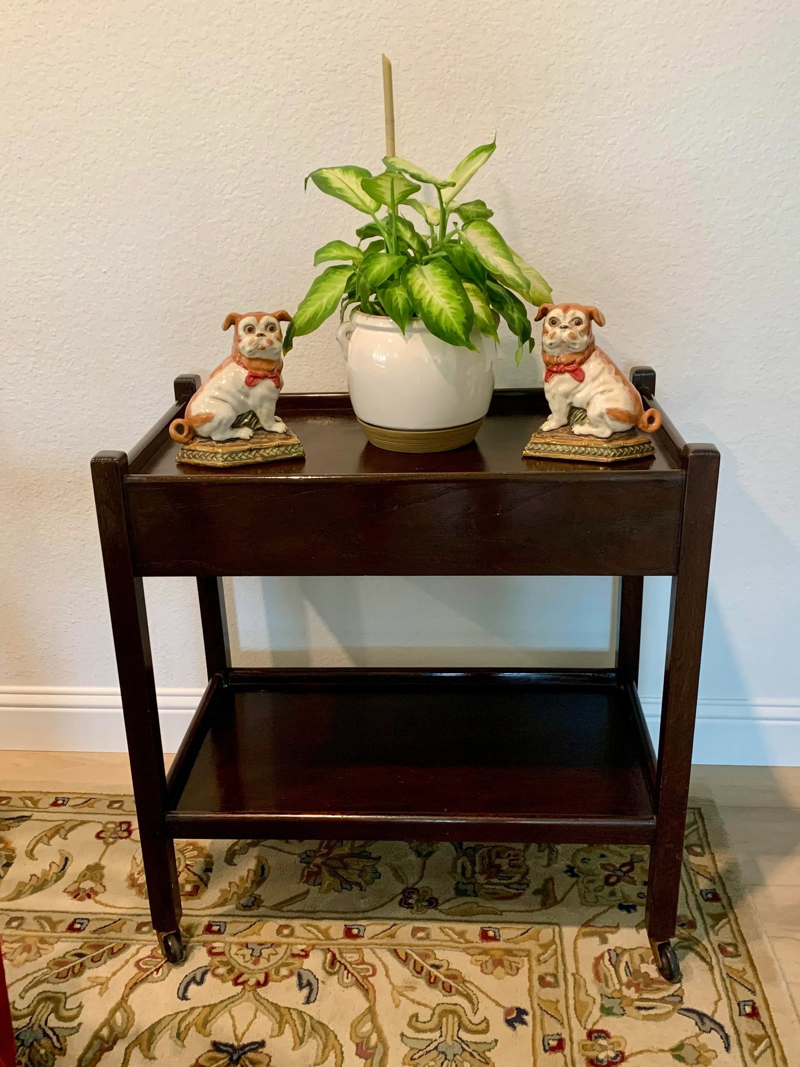 Antique English Mahogany Serving Cart - 4