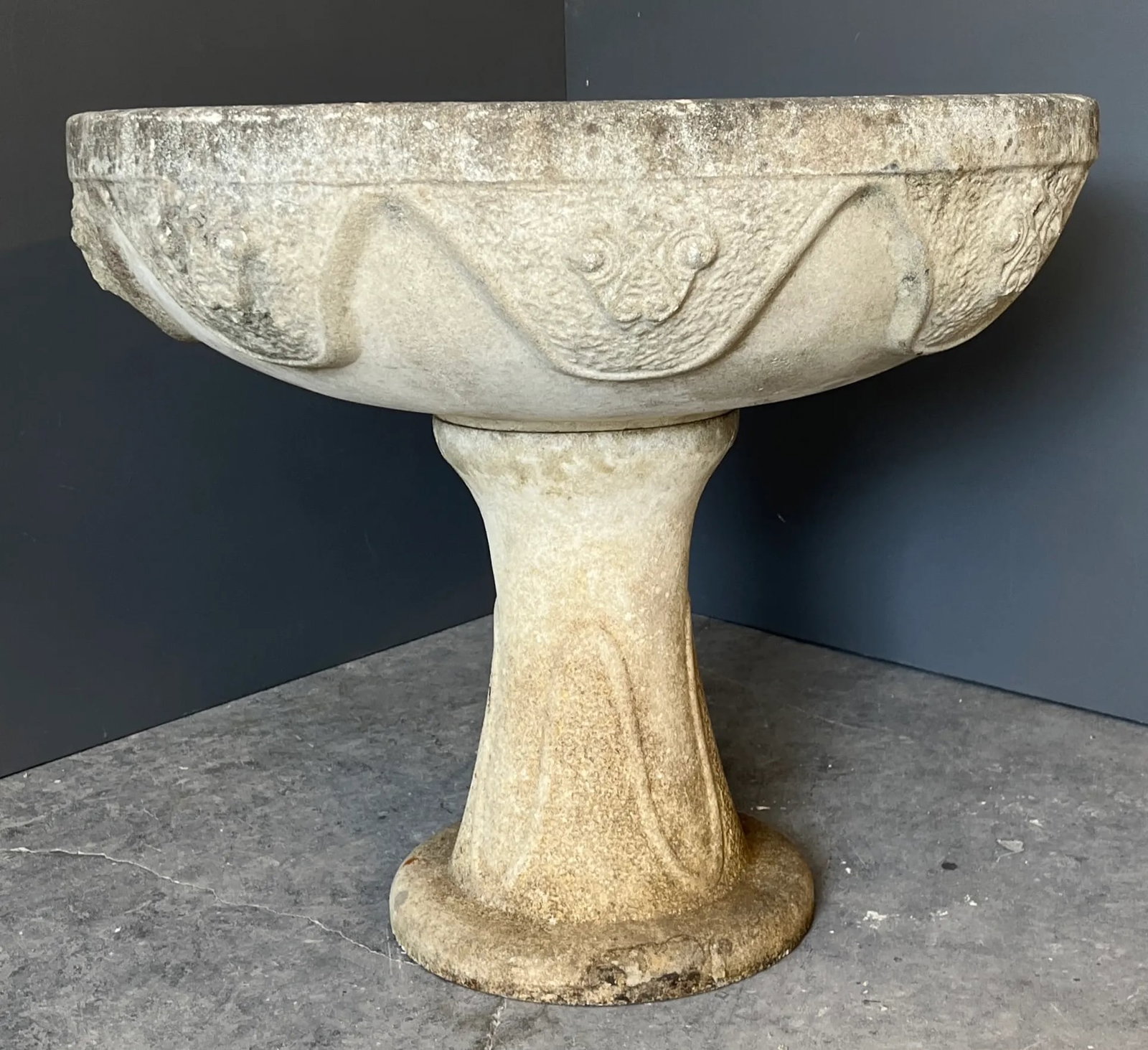 1920s French Cement Pedestal Planter - 2