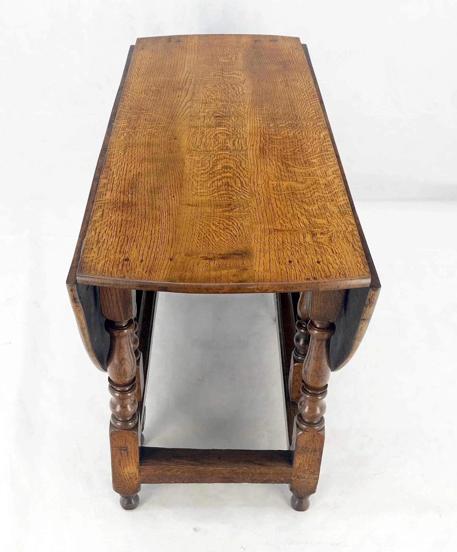 Solid Tiger Oak Oval Drop Leaf Gate Leg Dining Table Clean - 5