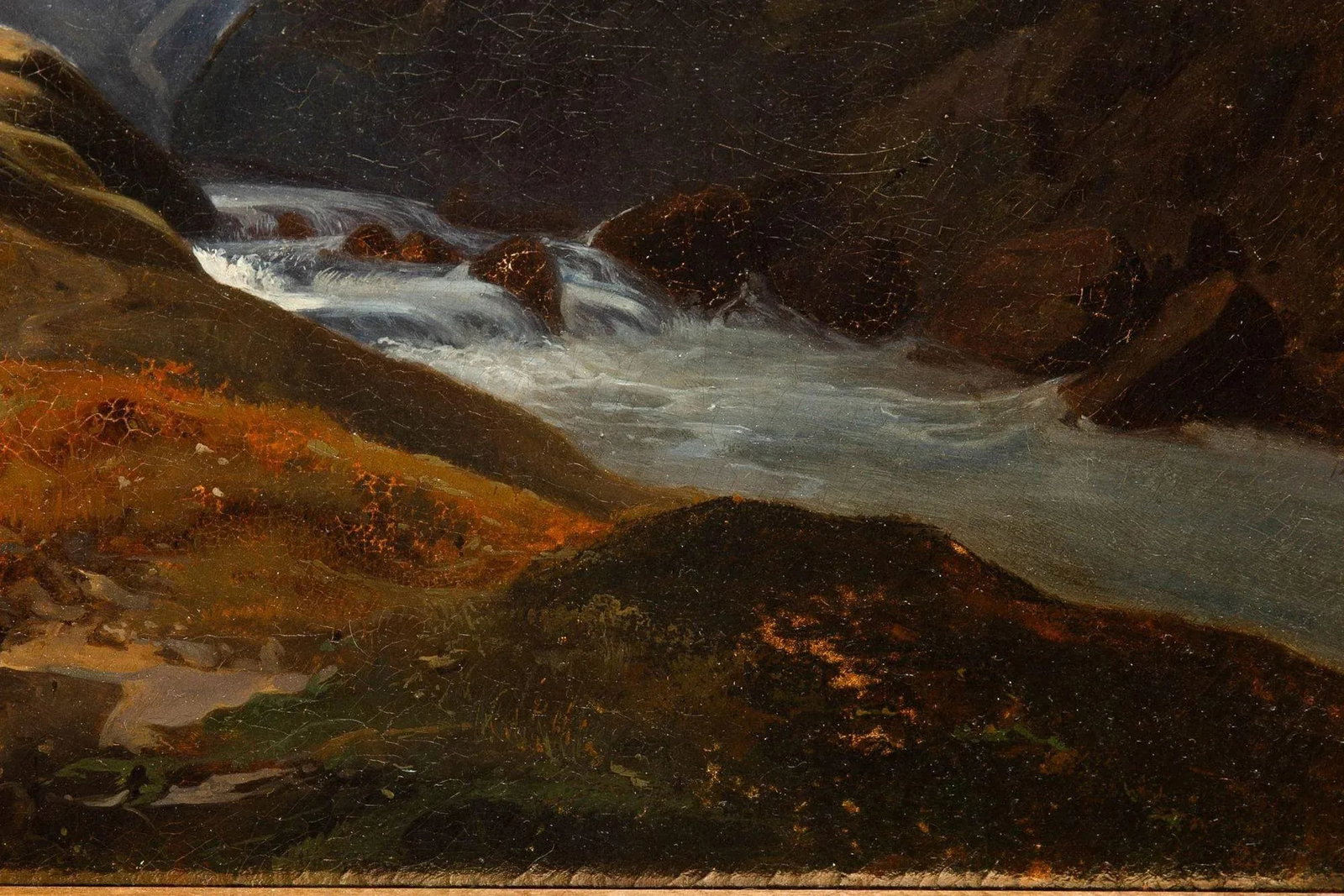 19th Century Antique Swiss Alpine Village Mountainscape Painting - 7