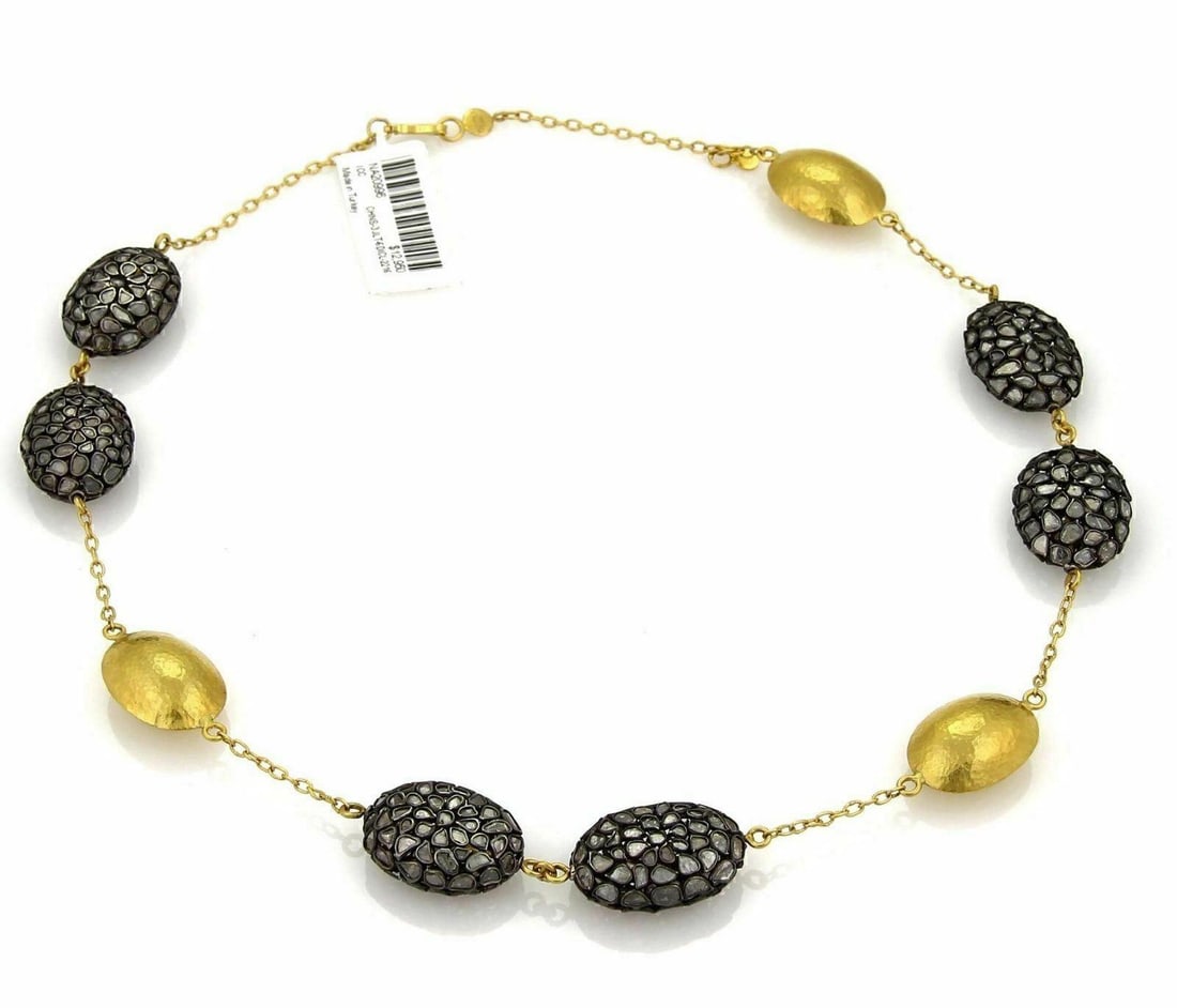 Gurhan Pastiche Sliced Diamonds 24k Gold & Sterling Station Necklace - 2