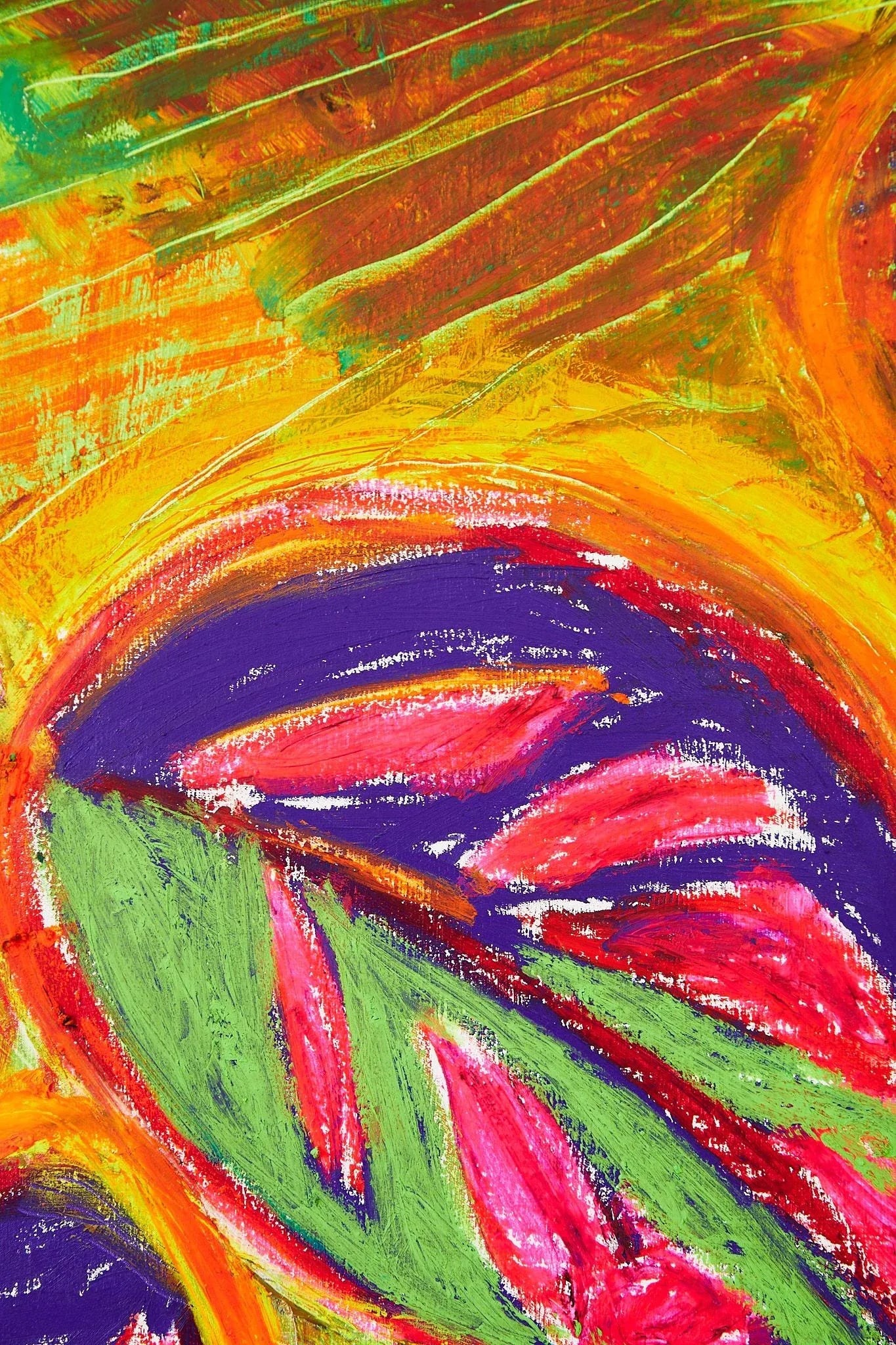 Monstera Adansonii Original Oil Stick Painting by Simon Findlay - 3