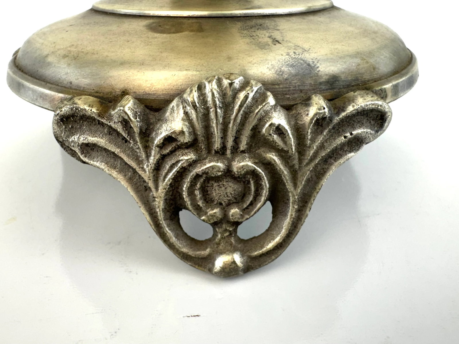 Vintage European Silverplate RepoussÃ© Floral Vase on Ornate Base - 7