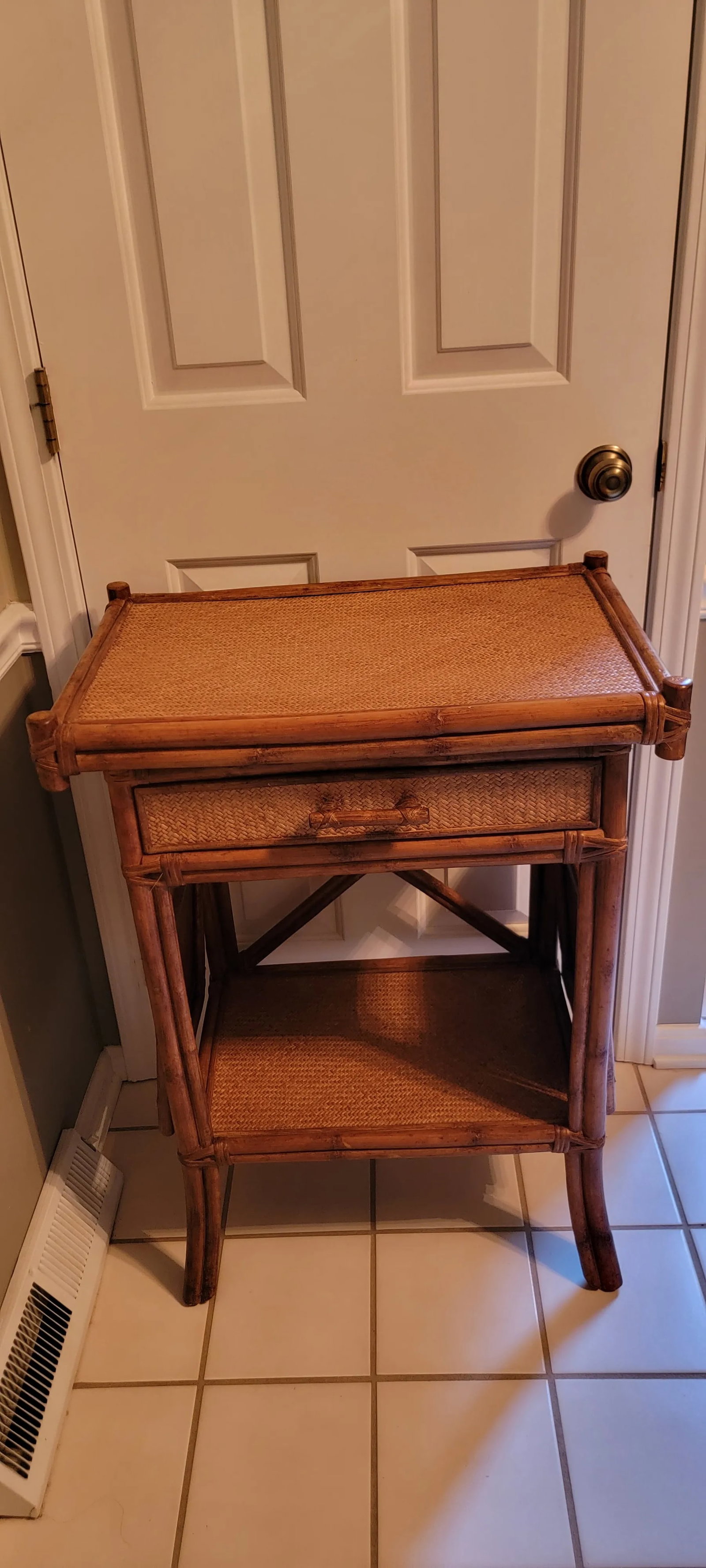 1920s Art Deco Bamboo and Rattan Side Table - 2