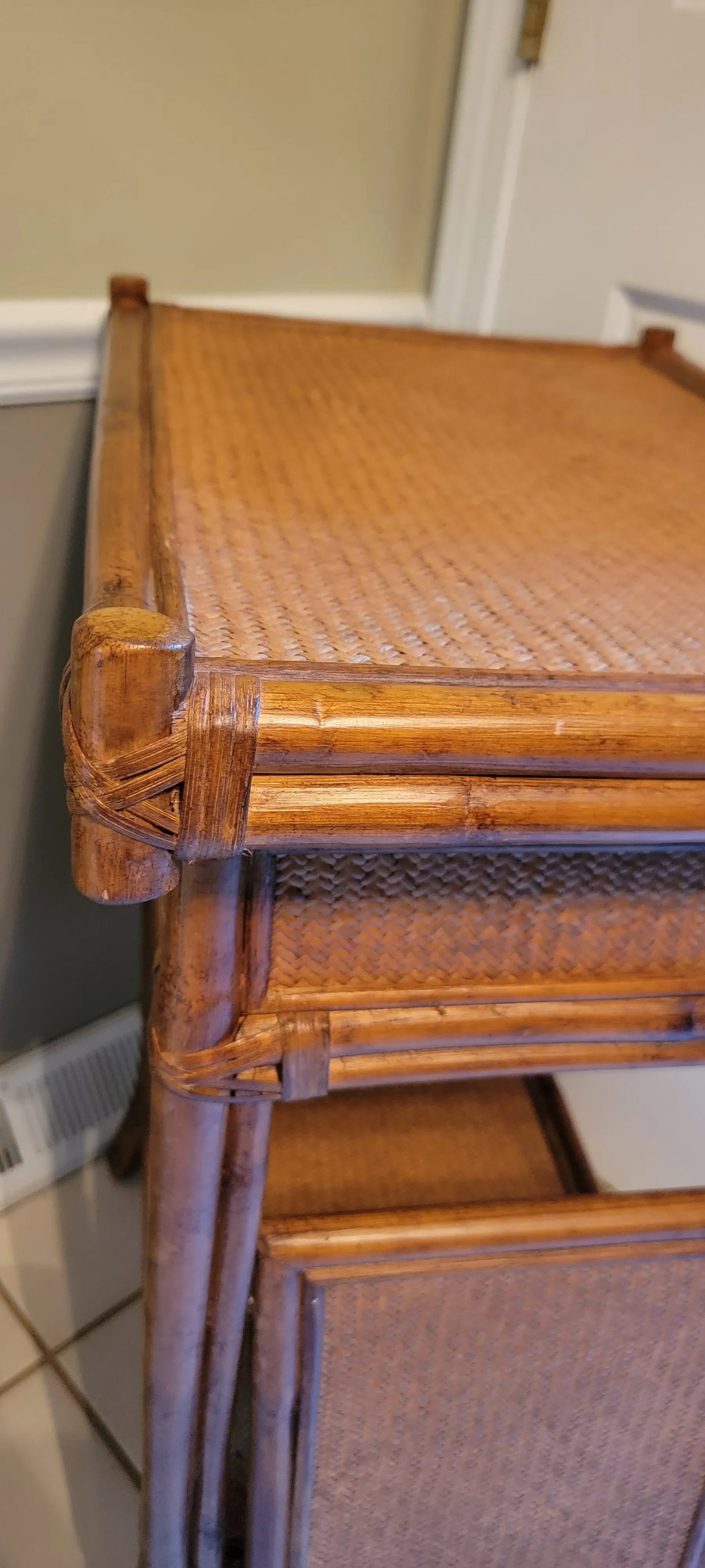 1920s Art Deco Bamboo and Rattan Side Table - 6