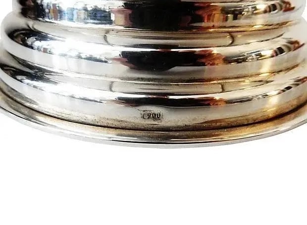Old Repousse Silver Bowl Marked - 3