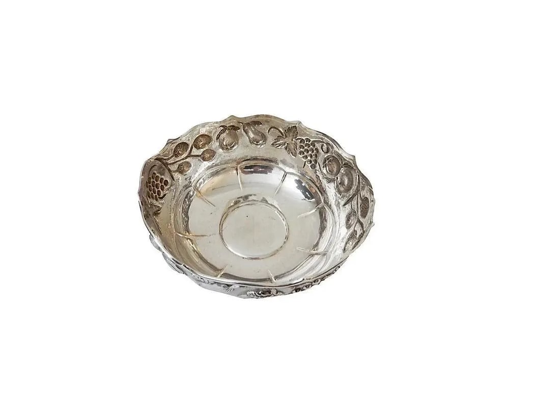 Old Repousse Silver Bowl Marked - 6