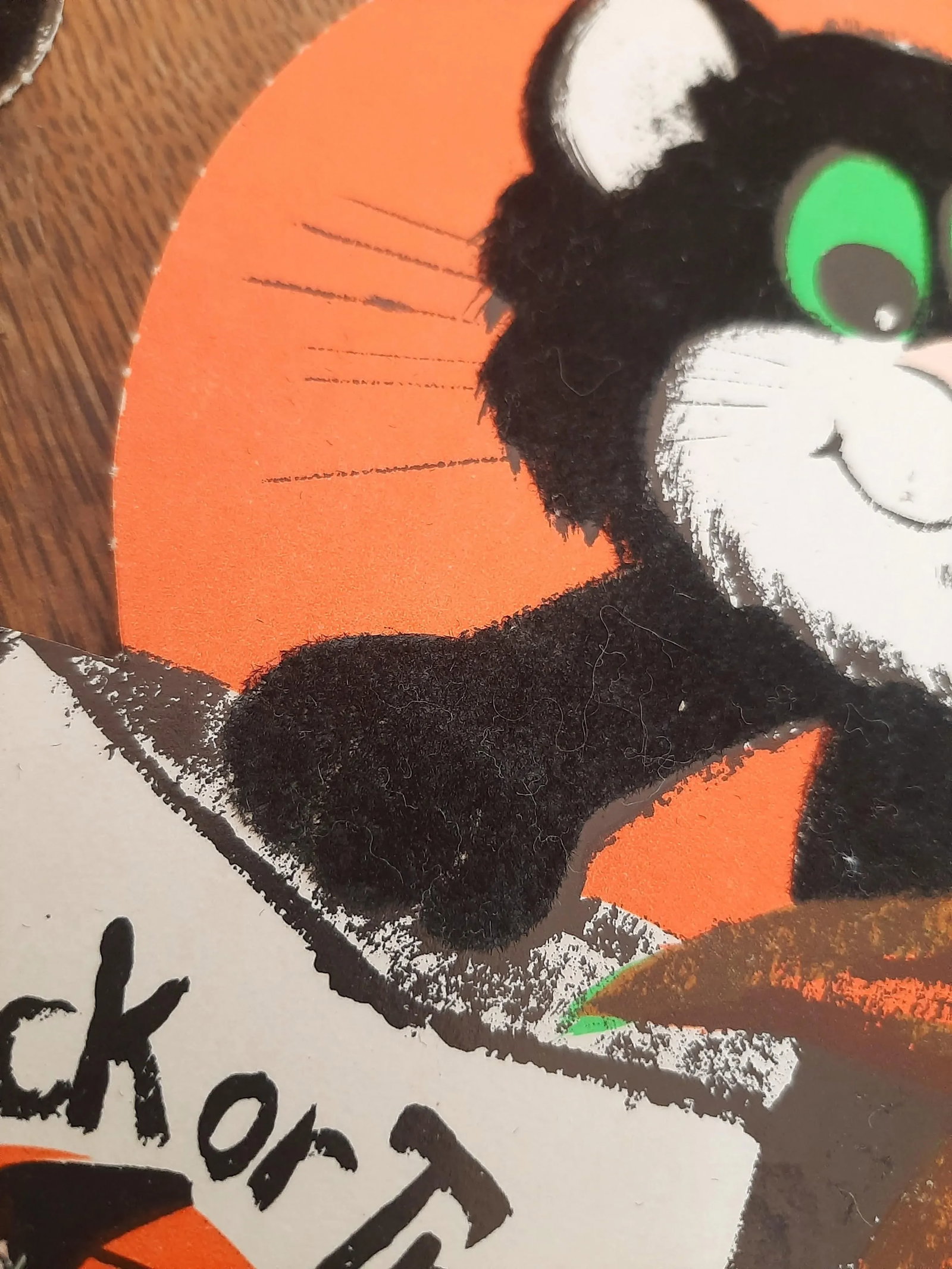 Velvet Black Kitty Cat Jack O Lantern Die Cut Halloween - 2
