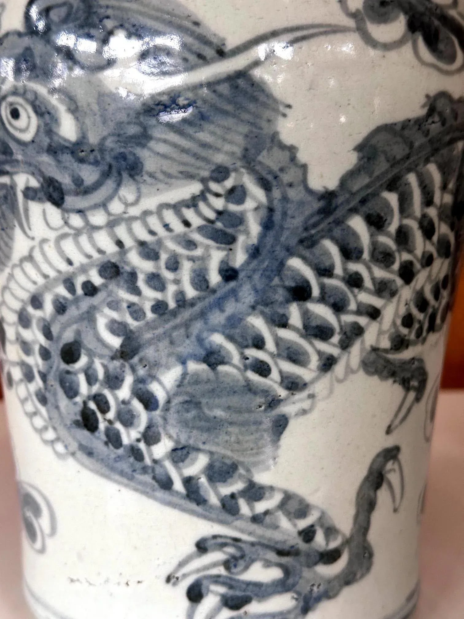 19th Century Korean White and Blue Porcelain Jar with Dragon Joseon Dynasty - 2