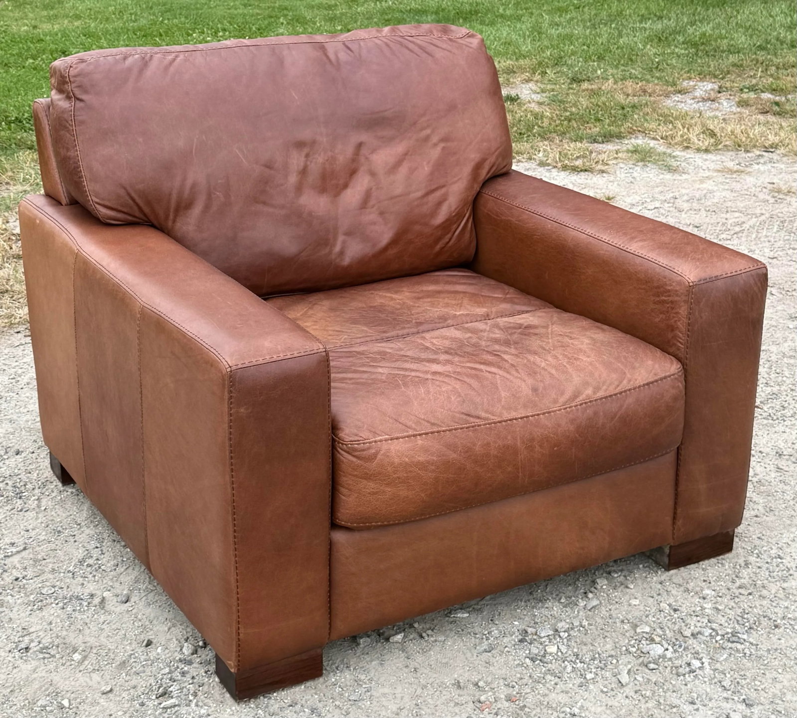 Softline Distressed Leather Maxi Lounge Chair - Made in Italy - 3