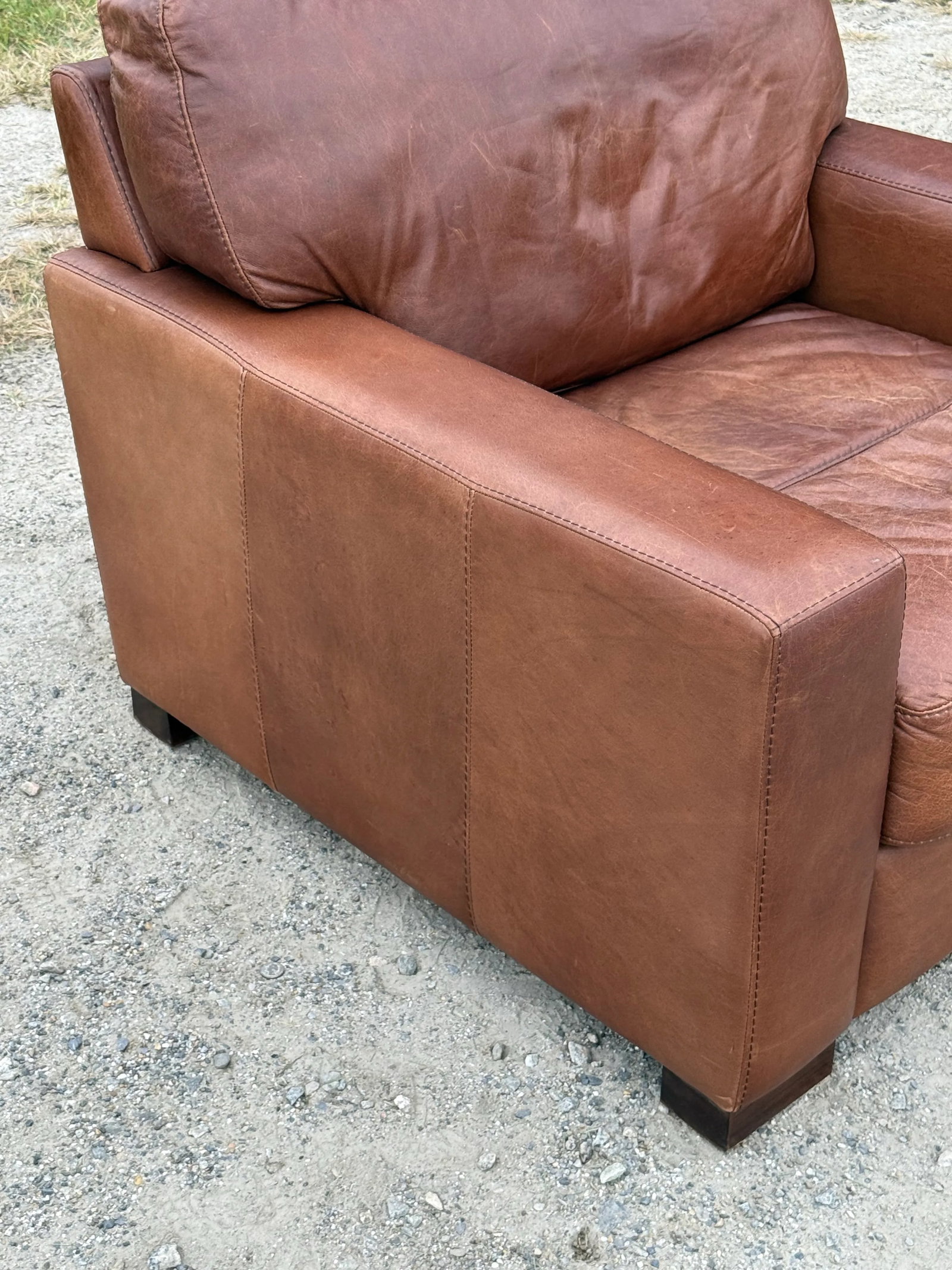 Softline Distressed Leather Maxi Lounge Chair - Made in Italy - 5