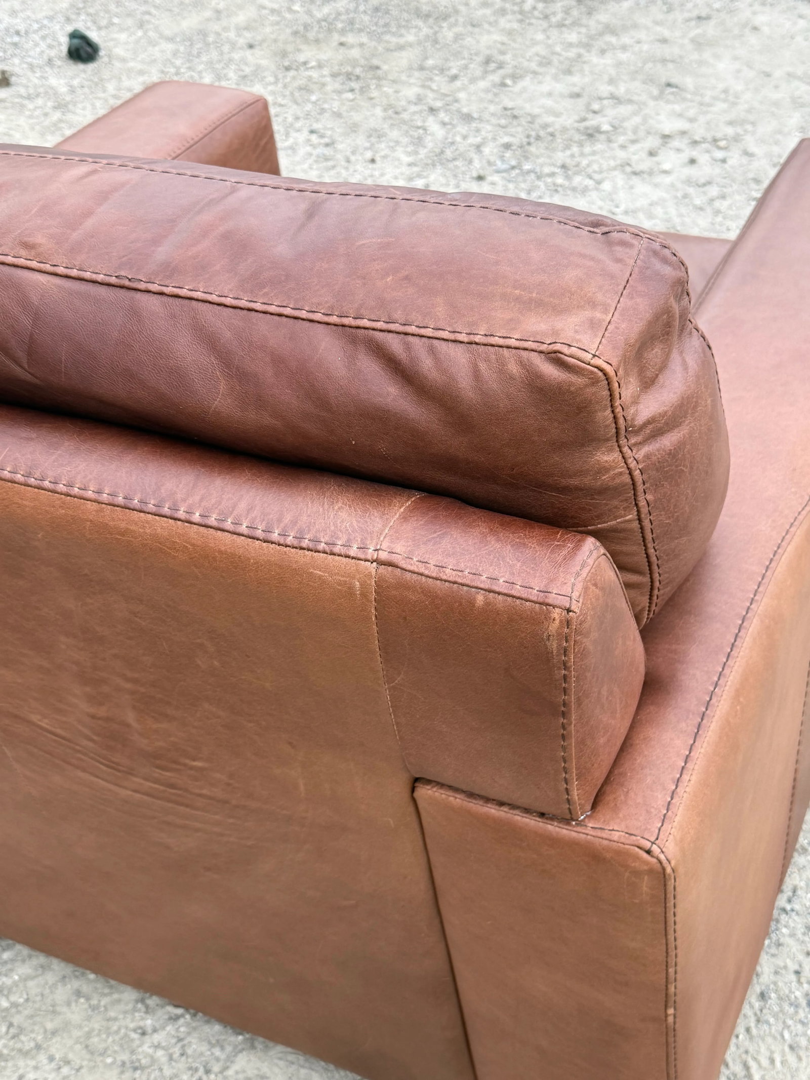 Softline Distressed Leather Maxi Lounge Chair - Made in Italy - 6