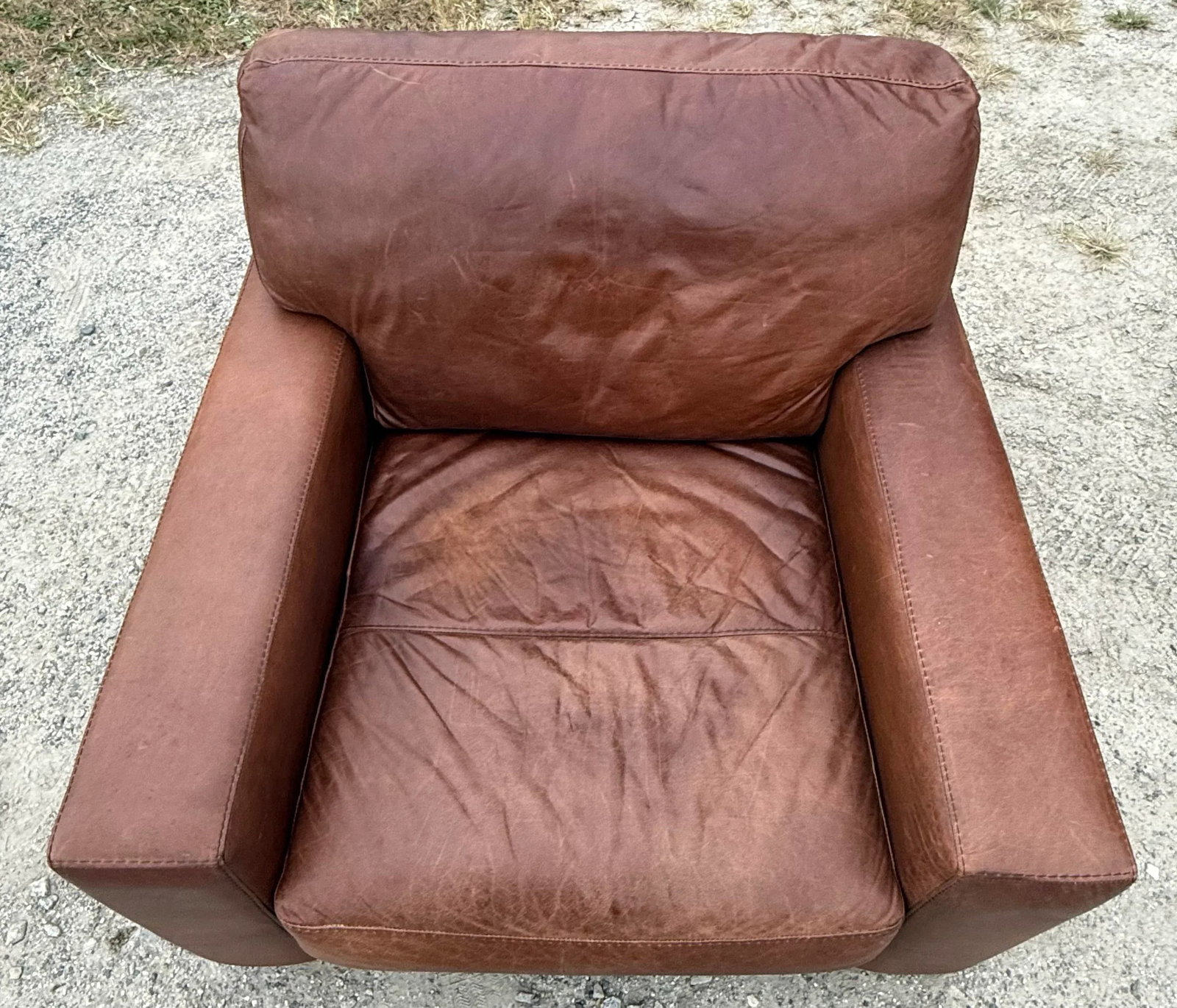 Softline Distressed Leather Maxi Lounge Chair - Made in Italy - 7