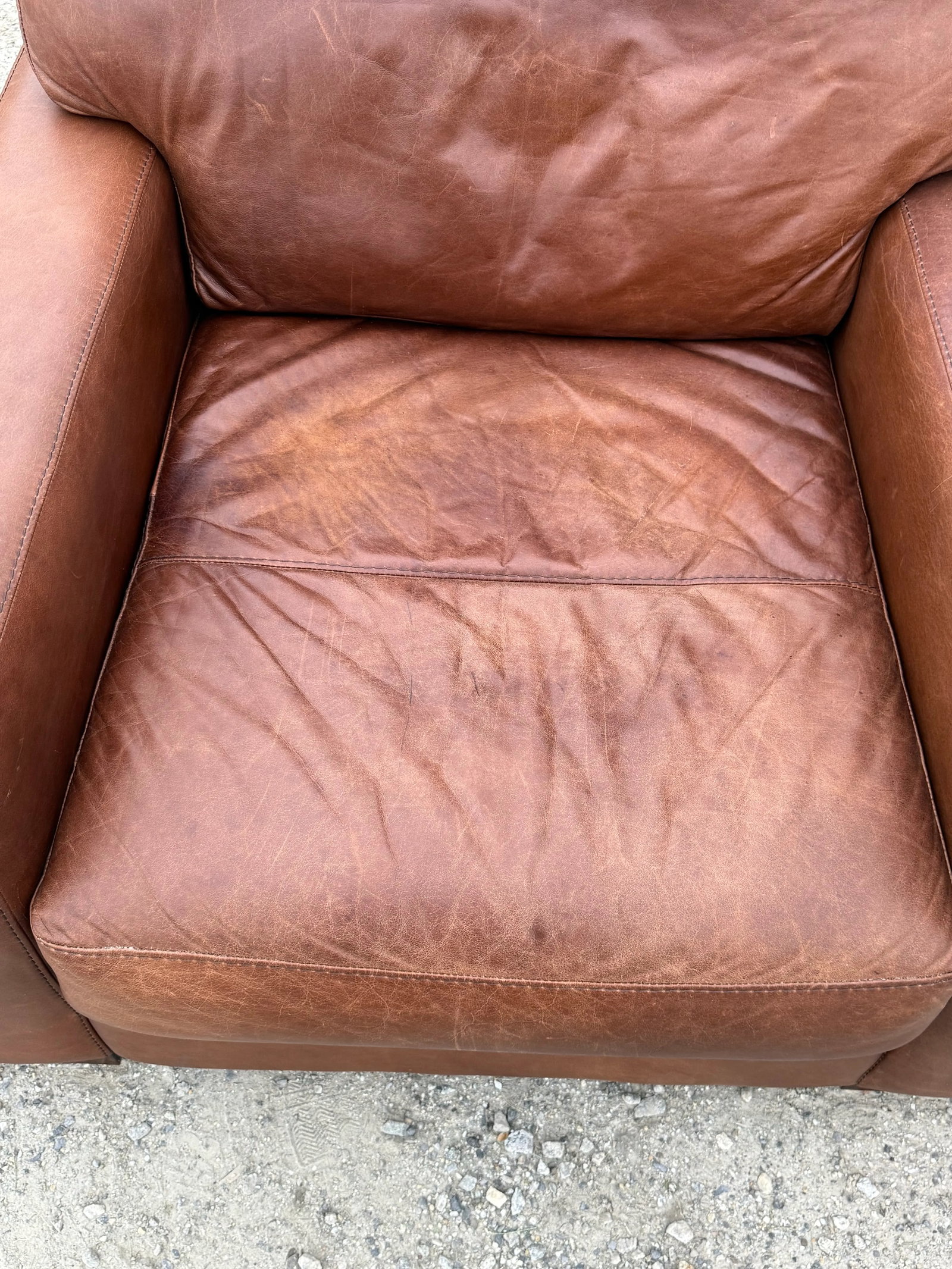 Softline Distressed Leather Maxi Lounge Chair - Made in Italy - 8