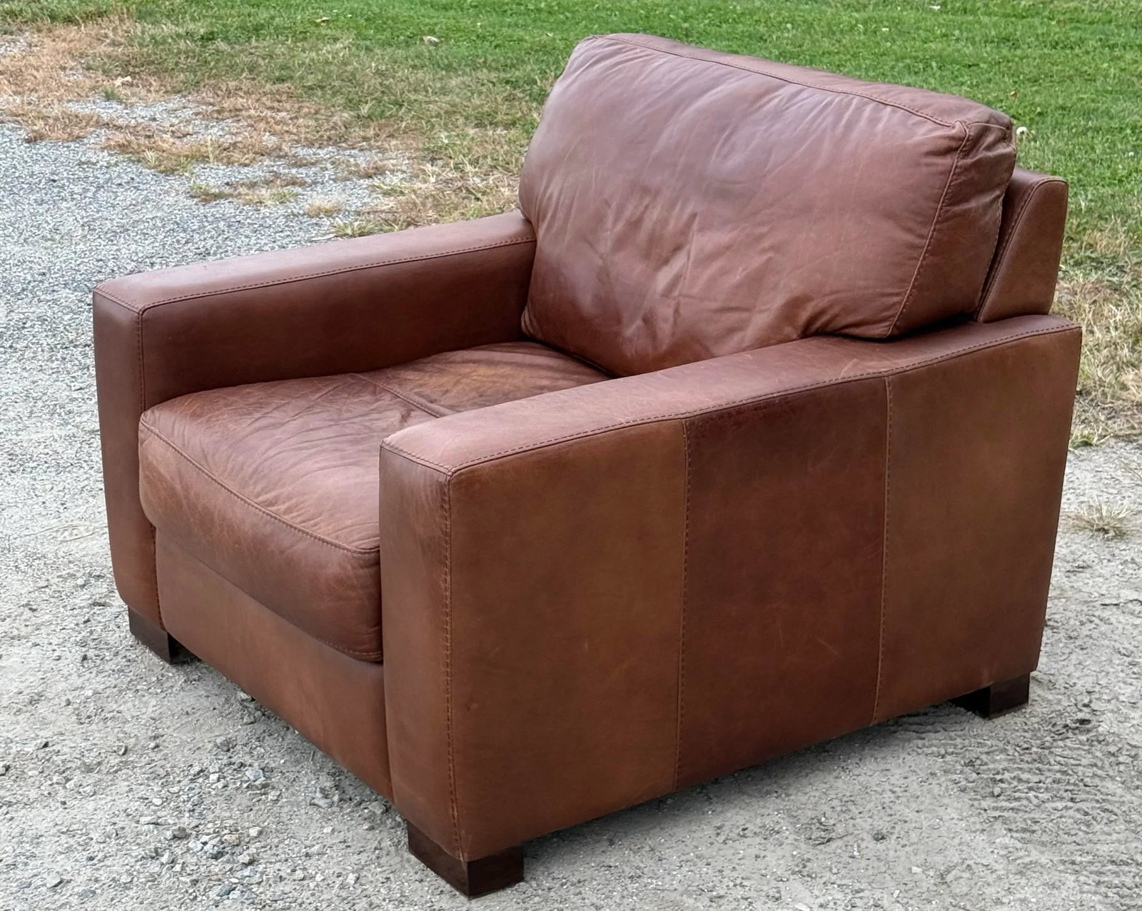 Softline Distressed Leather Maxi Lounge Chair - Made in Italy - 9