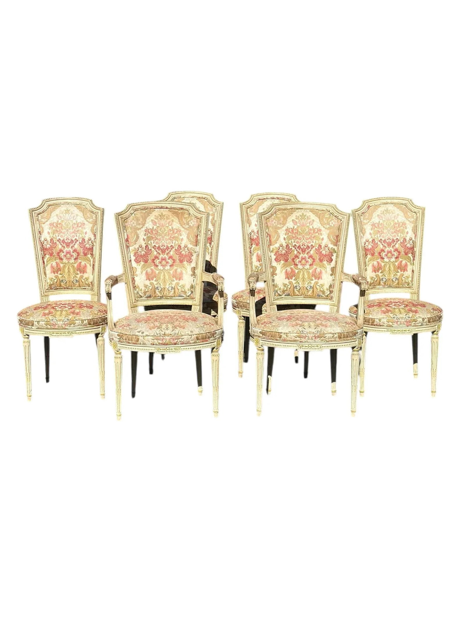 Set of 6 Early 20th Century Louis XVI Dining Chairs With Original Upholstery - 2