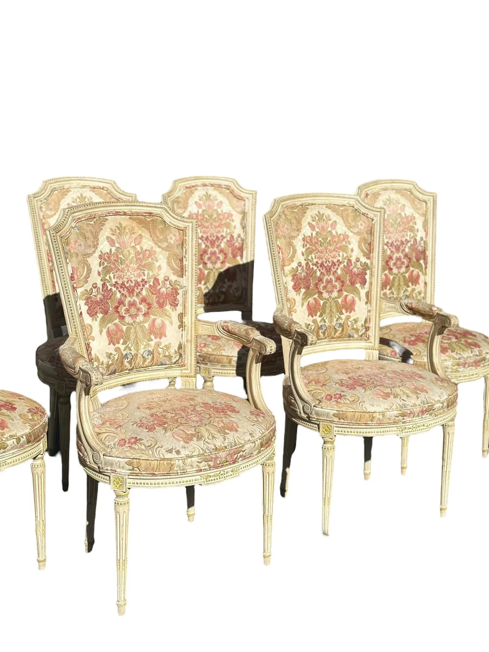 Set of 6 Early 20th Century Louis XVI Dining Chairs With Original Upholstery - 3