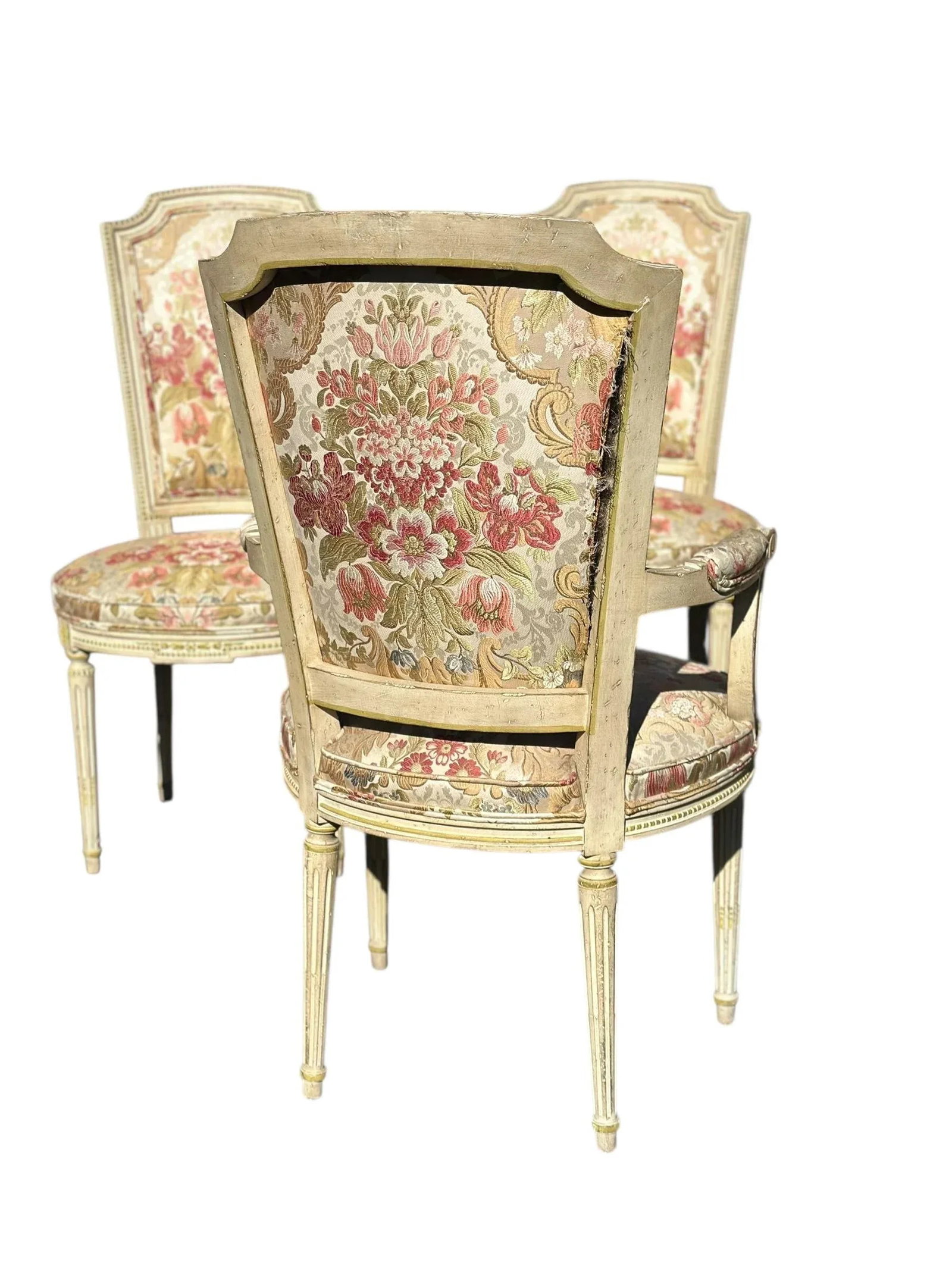 Set of 6 Early 20th Century Louis XVI Dining Chairs With Original Upholstery - 6