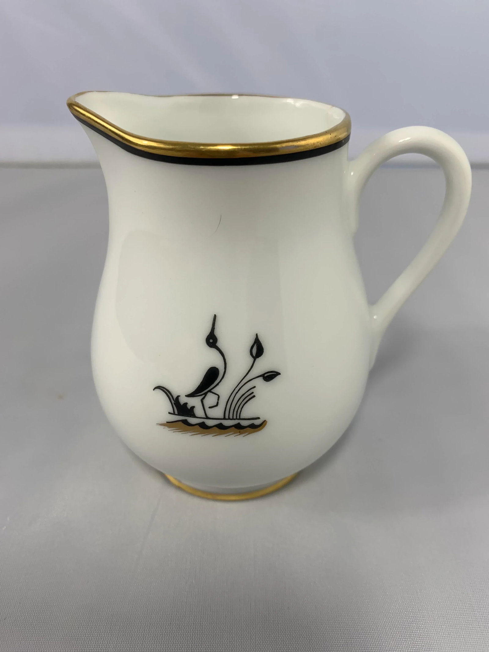 Vintage 1930â€™s Alp Lidkoping Porcelain Crane Pattern Dessert and Demitasse Set by - 4