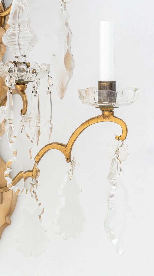 Louis XV Style Crystal Drop Pendant Wall Sconce - 2