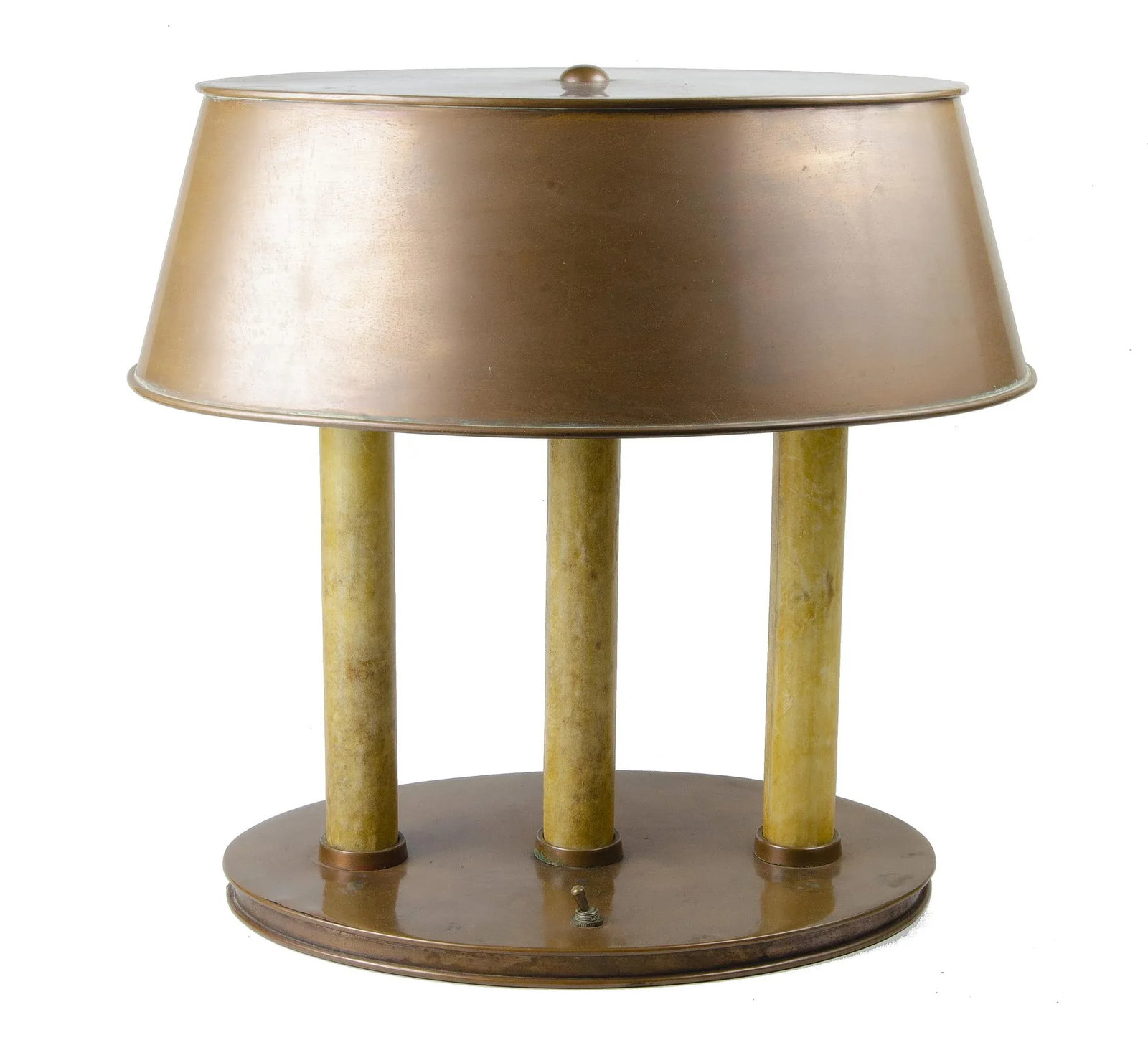 Mid-20th Century Modern Bouillotte Table Lamp With Brass Body and Shade, Italy - 3