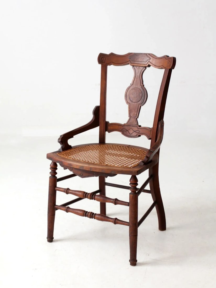 Antique Victorian Eastlake Cane Seat Chair - 2