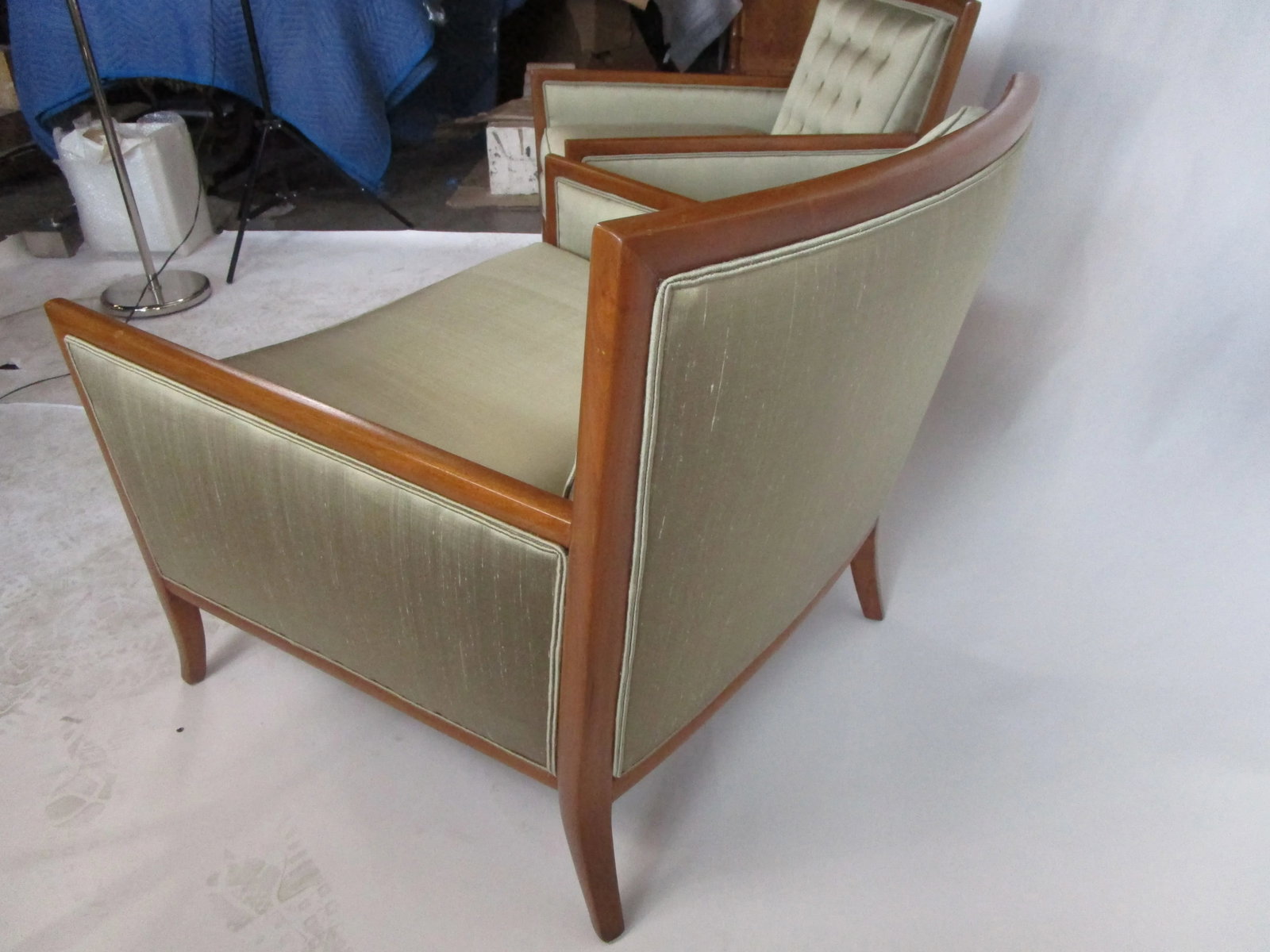 Dupioni Silk Armchairs Attributed to t.h. Robsjohn-Gibbings - a Pair - 4