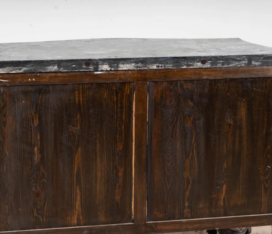 A Louis XV-Style Marble-Top Commode Dresser With Exquisite Greek Key Inlay - 8