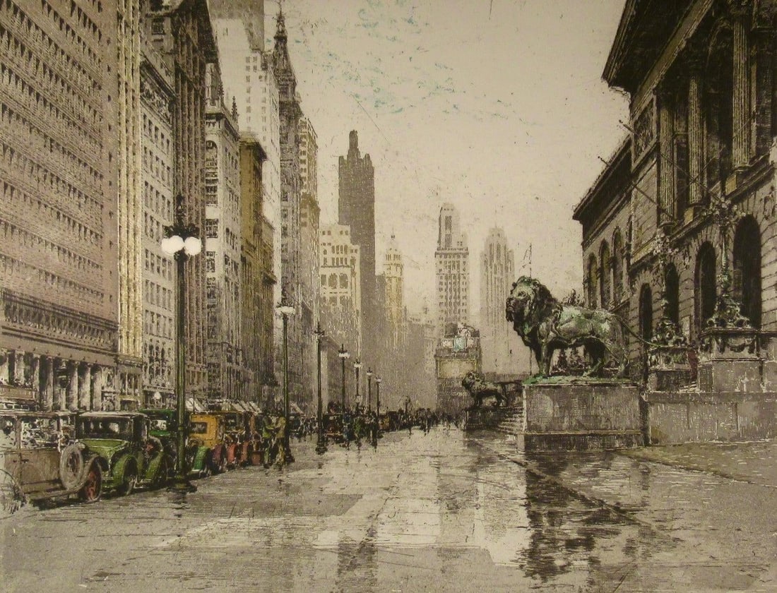 Luigi Kasimir Michigan Avenue, Chicago. 1930 Original Print - 2