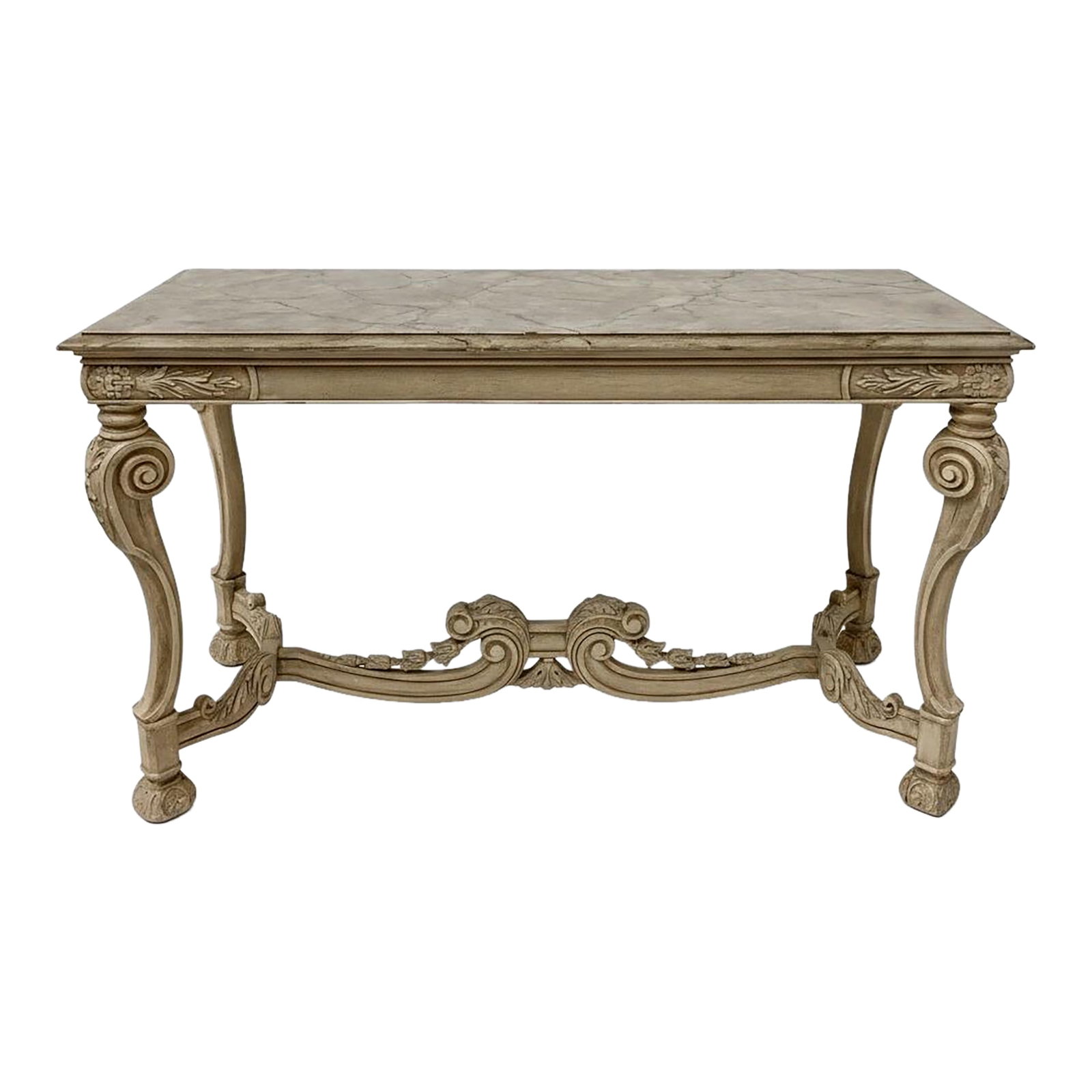 Mid-Century Venetian Faux Marble Painted and Carved Italian Console Table (1 of 8)
