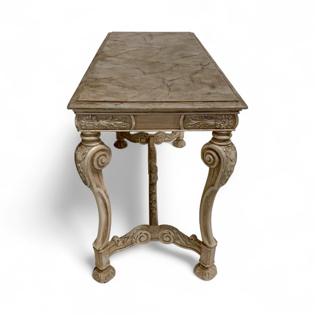 Mid-Century Venetian Faux Marble Painted and Carved Italian Console Table - 4