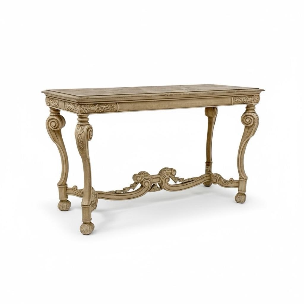 Mid-Century Venetian Faux Marble Painted and Carved Italian Console Table - 5