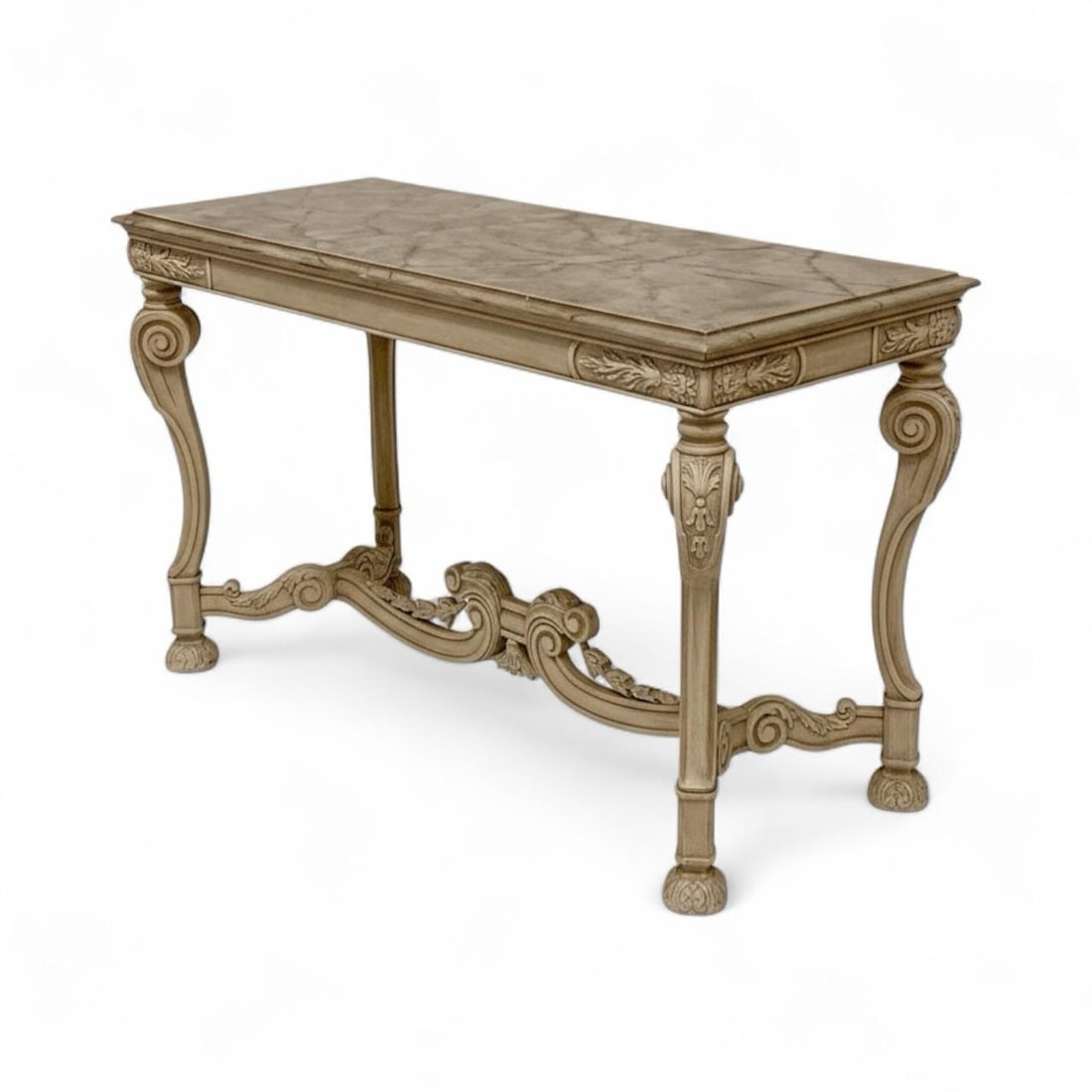 Mid-Century Venetian Faux Marble Painted and Carved Italian Console Table - 6