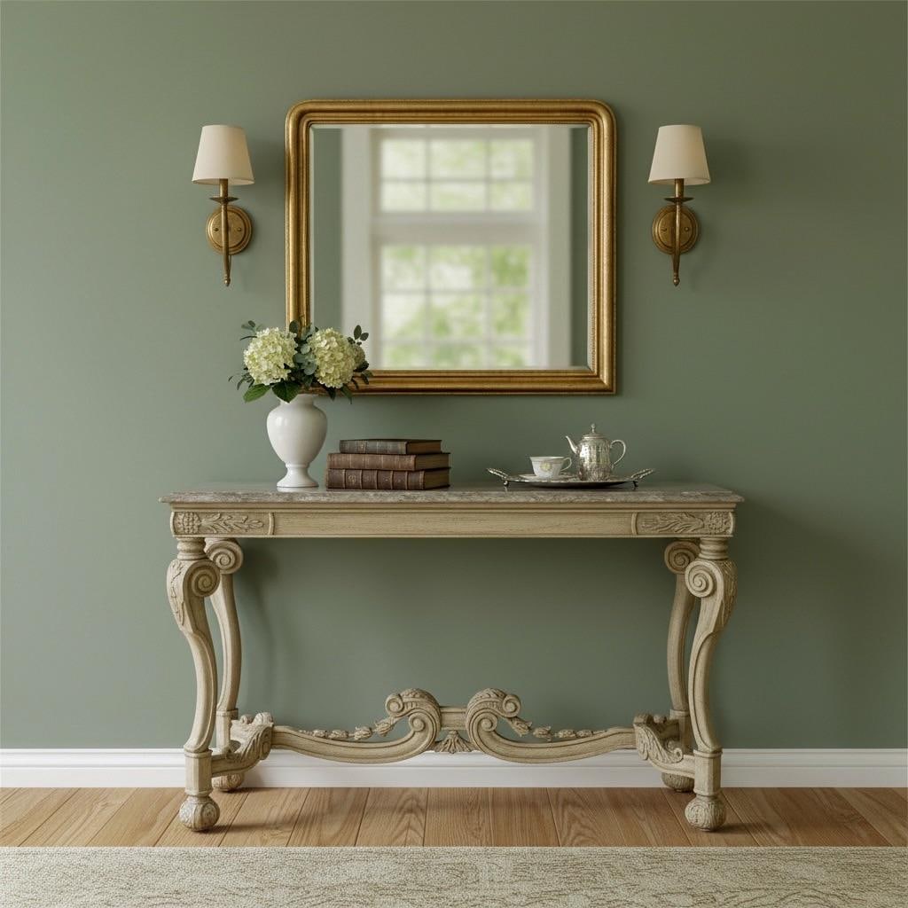 Mid-Century Venetian Faux Marble Painted and Carved Italian Console Table - 8