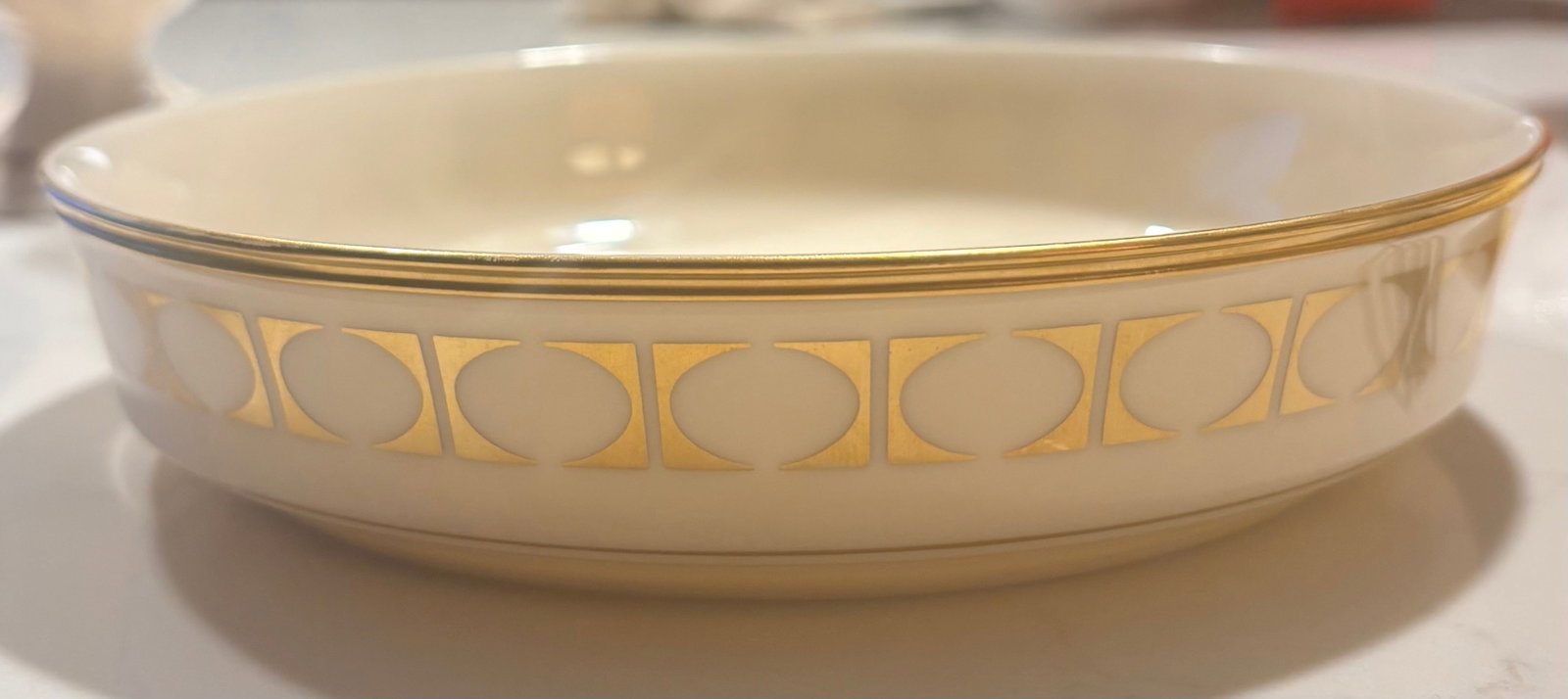 Hollywood Regency Lenox Ivory and Gold Catchall Curation-Set of 3 - 7