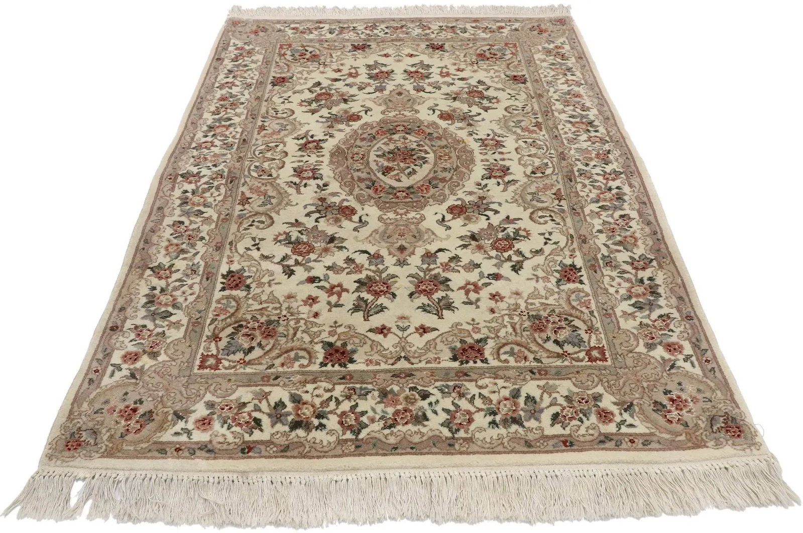 Vintage Persian Tabriz Chinese Floral Rug - 03'10 X 05'11 - 4
