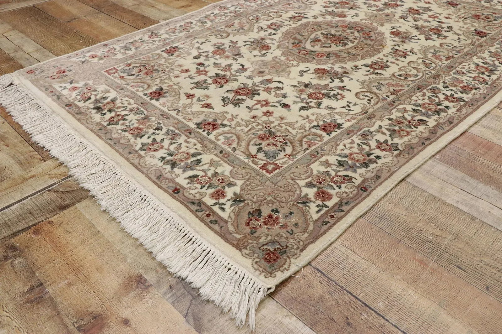Vintage Persian Tabriz Chinese Floral Rug - 03'10 X 05'11 - 7