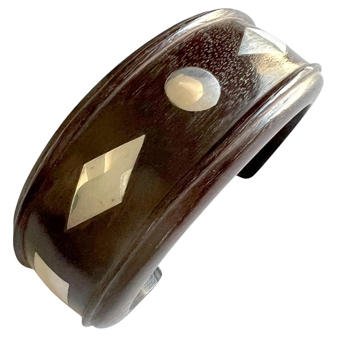 Mexican Modernist Rosewood with Sterling Silver Inlay Cuff Bracelet - 3